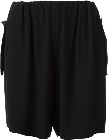 Carven Wide Leg Shorts in Black | Lyst