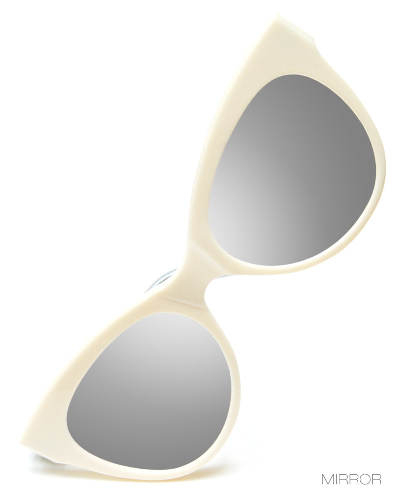 Kamalikulture Square Cat Eye Sunglasses Opaque Milk in White (Silver