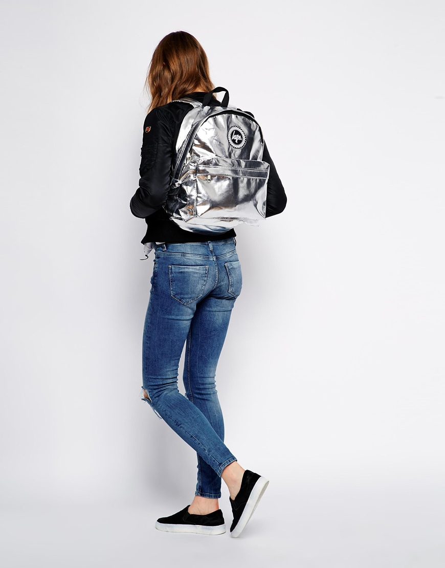 hype silver holographic backpack