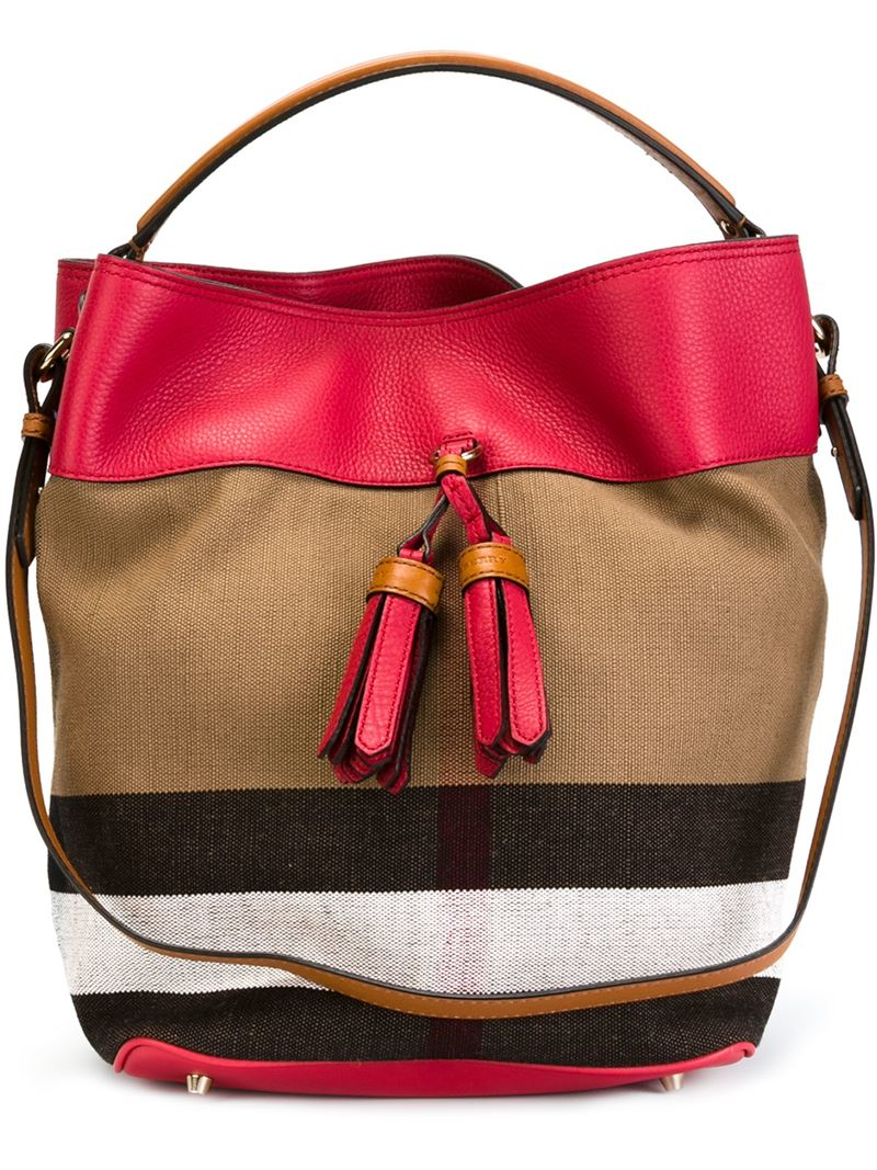 burberry medium canvas check tote bag