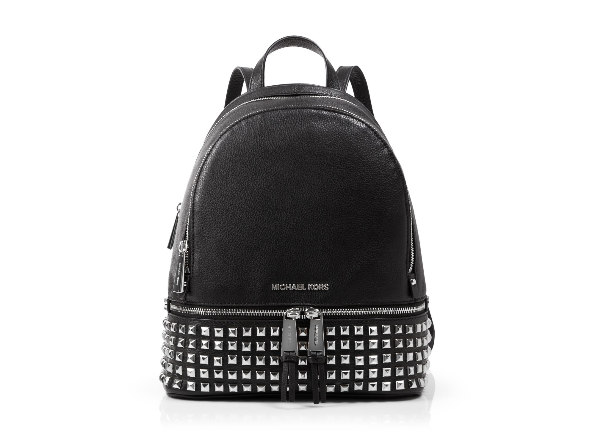 Michael Michael Kors Small Rhea Zip Studded Backpack in Black (Black ...