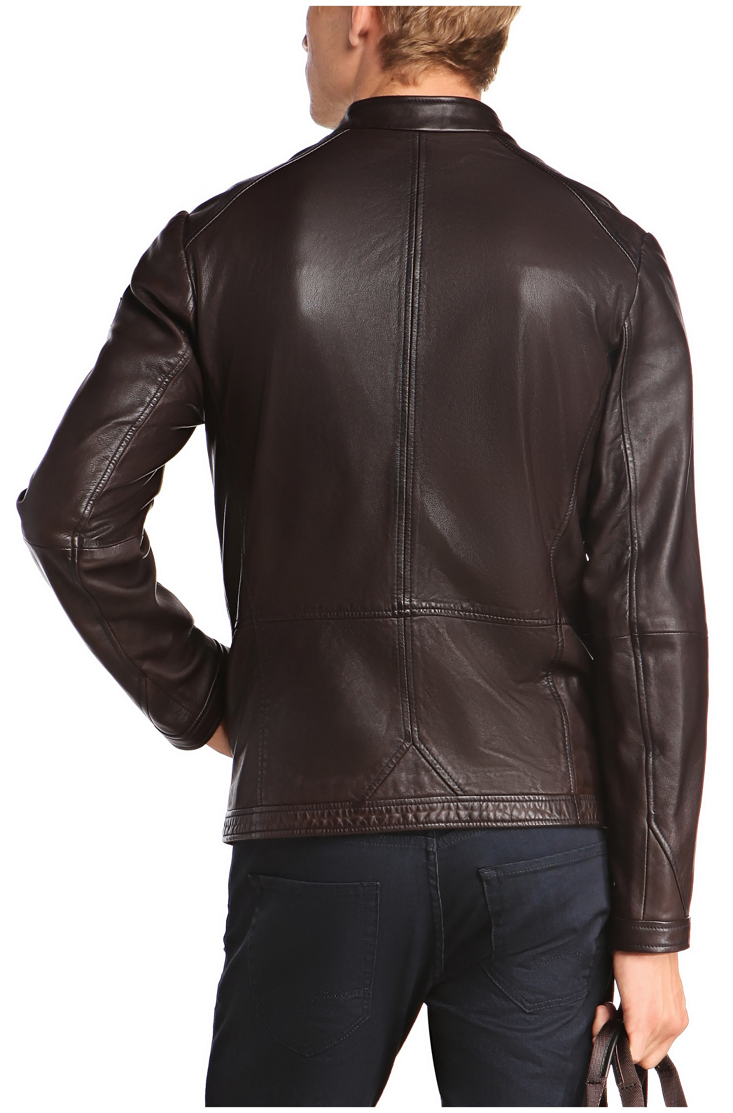 Boss Orange Sheepskin Leather Jacket Jelon In Brown For