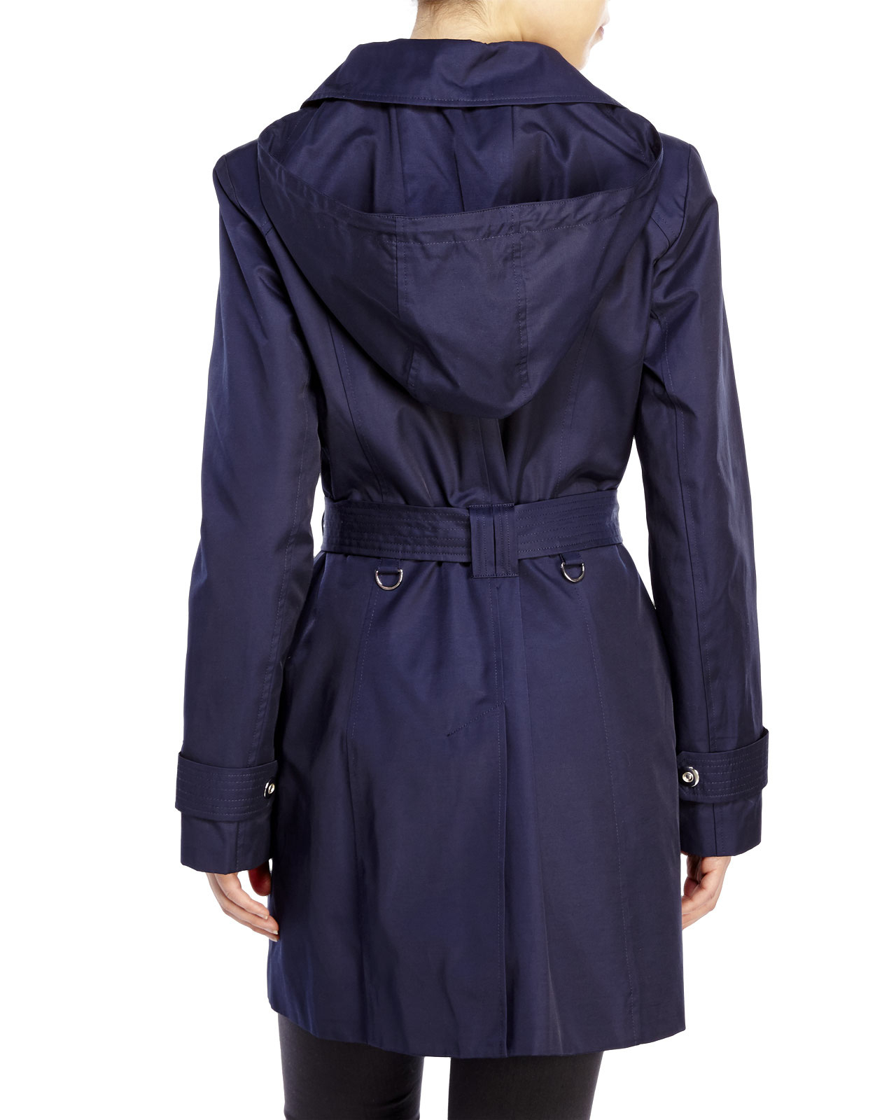navy trench coat with hood