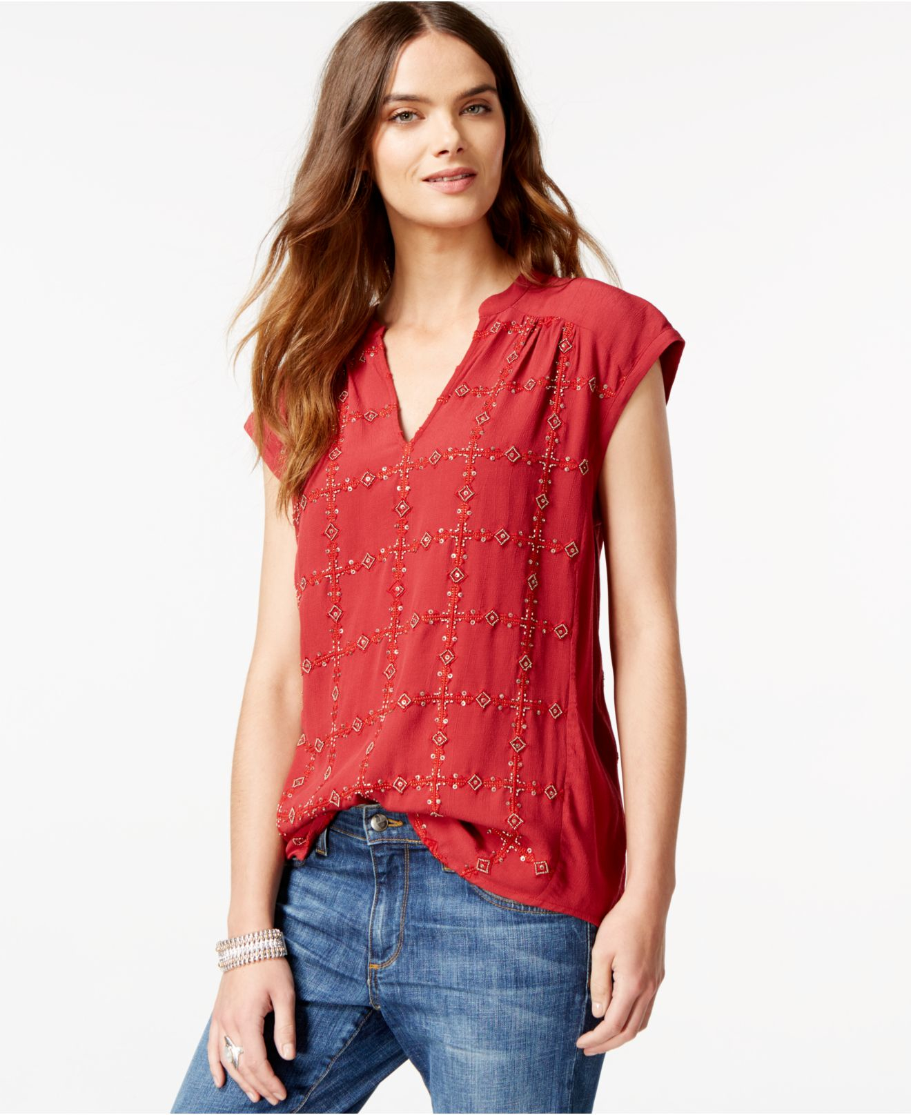 lucky brand red top