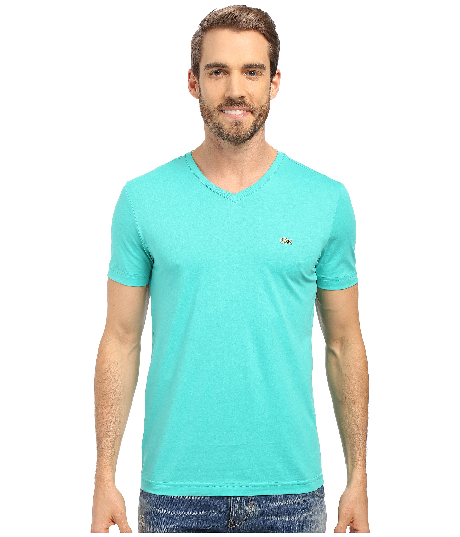 Lacoste S s Pima Jersey V  neck  T  shirt  in Green for Men Lyst