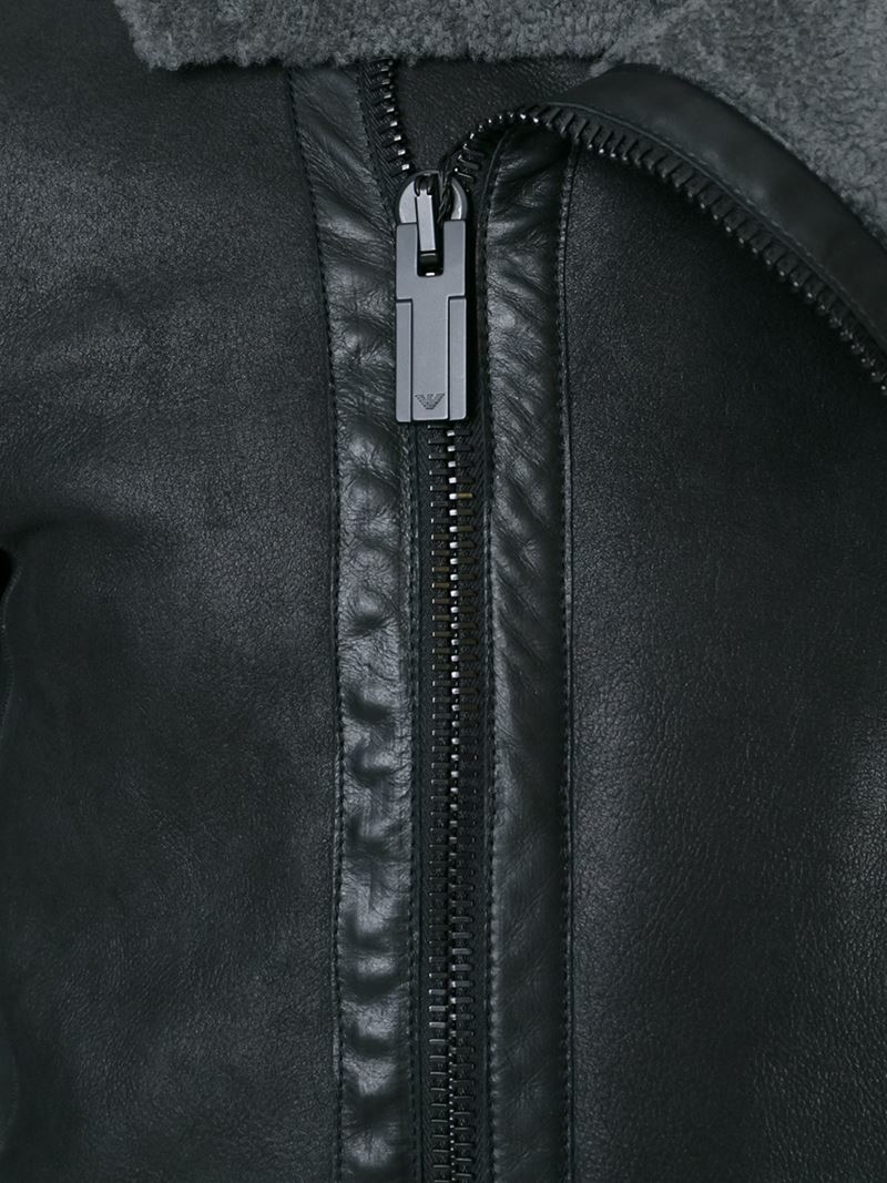 Emporio Armani Shearling Jacket in Black for Men