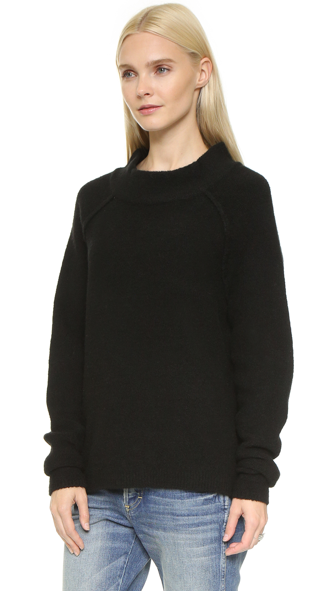 Download Free People Bubble Crew Sweater - Black - Lyst