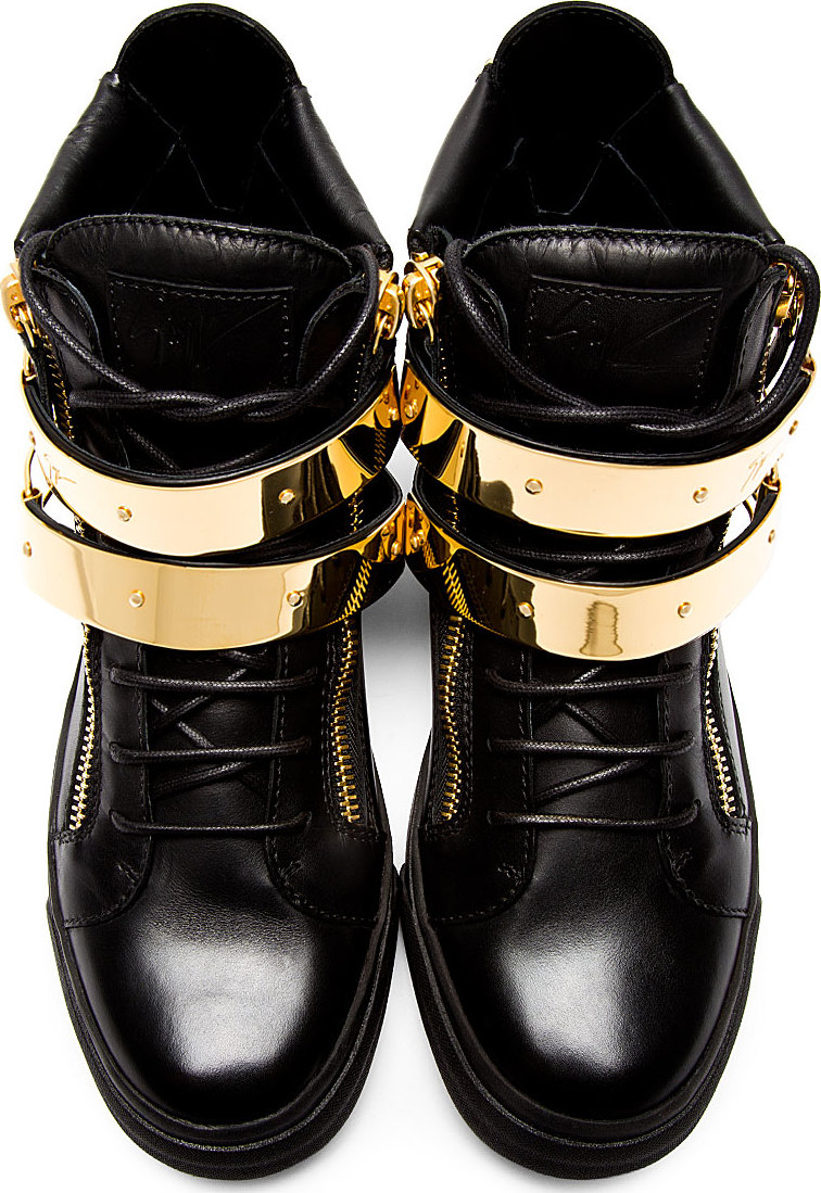 black and gold giuseppe trainers