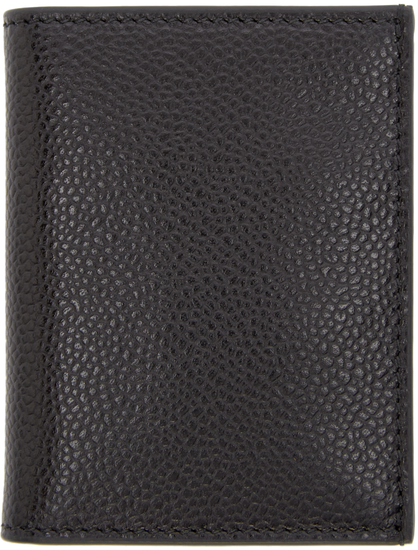 Thom Browne Black Pebbled Leather Bifold Wallet for Men | Lyst