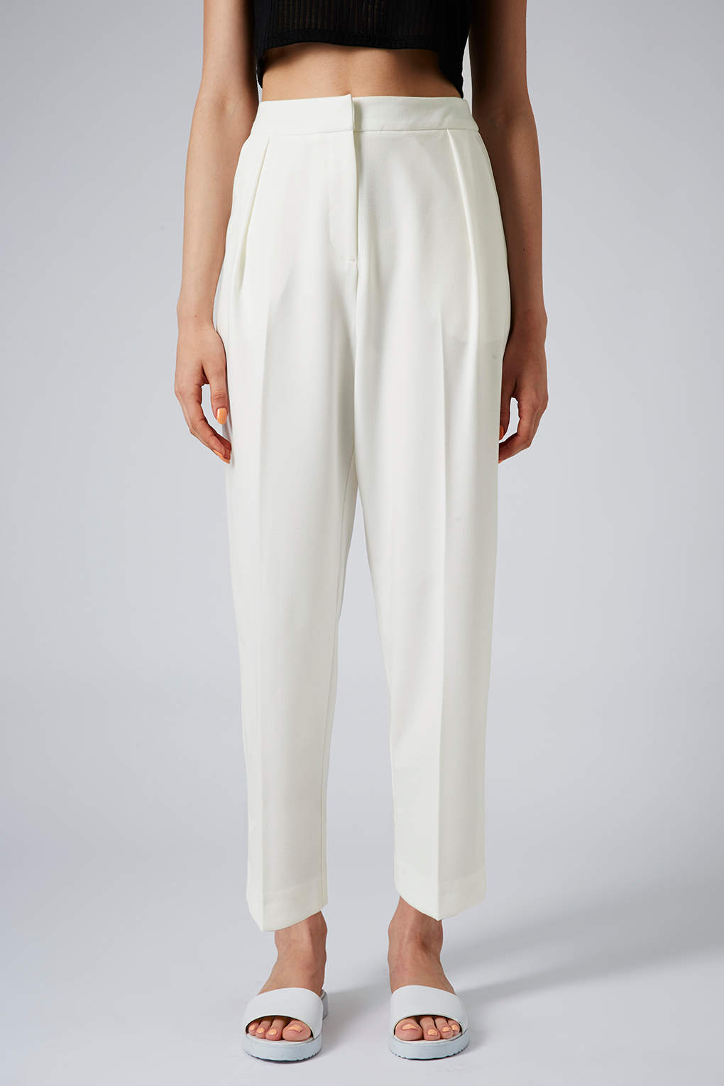 Topshop Cropped Peg Leg Trousers in White (IVORY) | Lyst