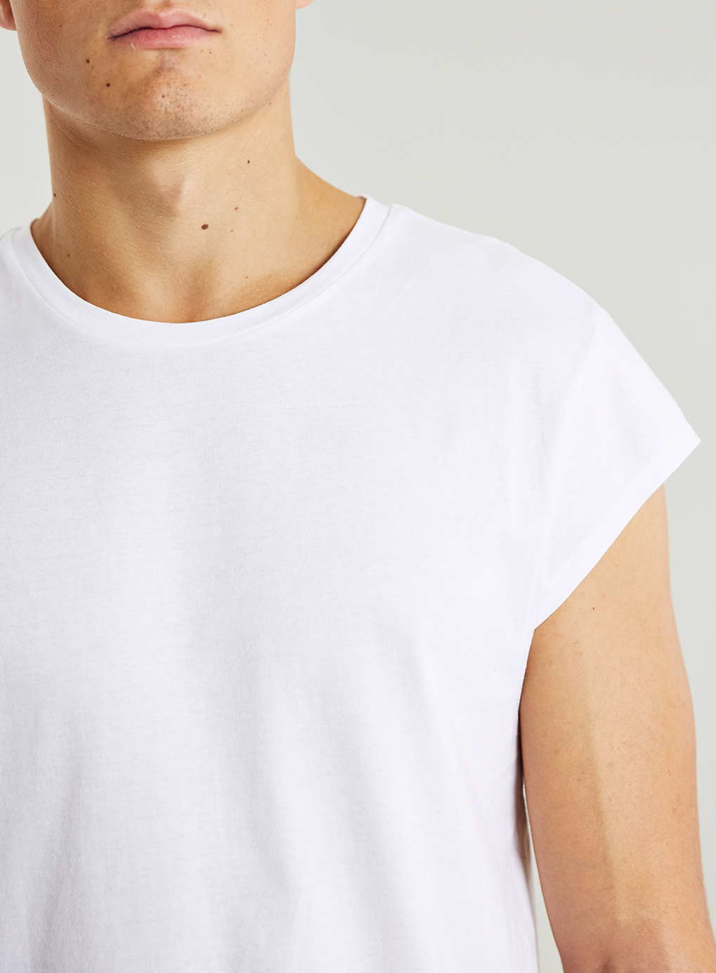 TOPMAN Cotton White Cap Sleeve Slim Fit Crew Neck Tshirt for Men Lyst