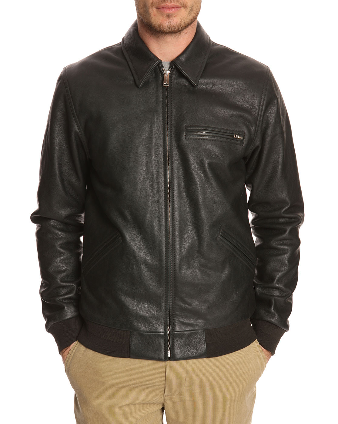 A.p.c. X Carhartt Detroit Black Leather Jacket in Black for Men | Lyst