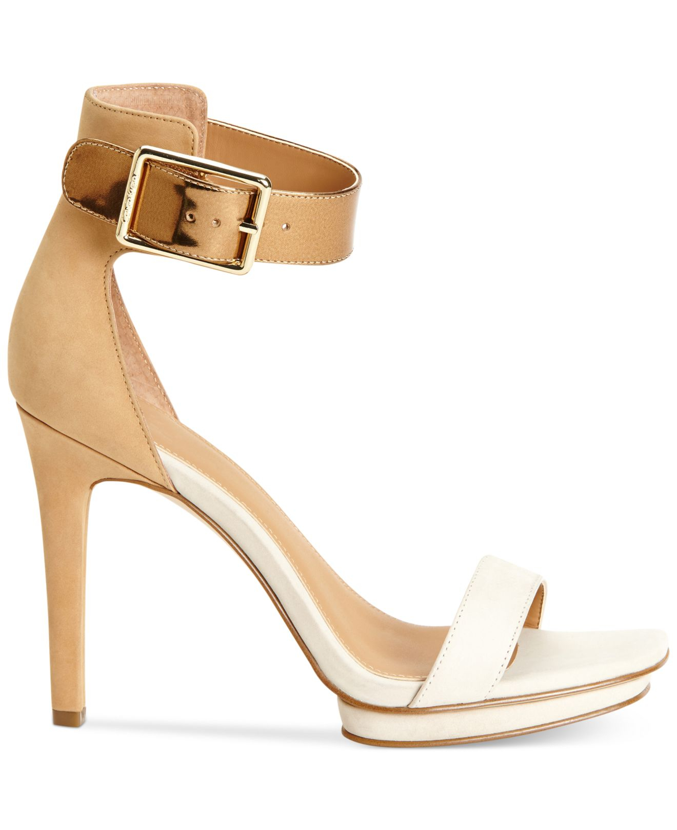 Vable Sandals in White/Sand Gold Nubuck 