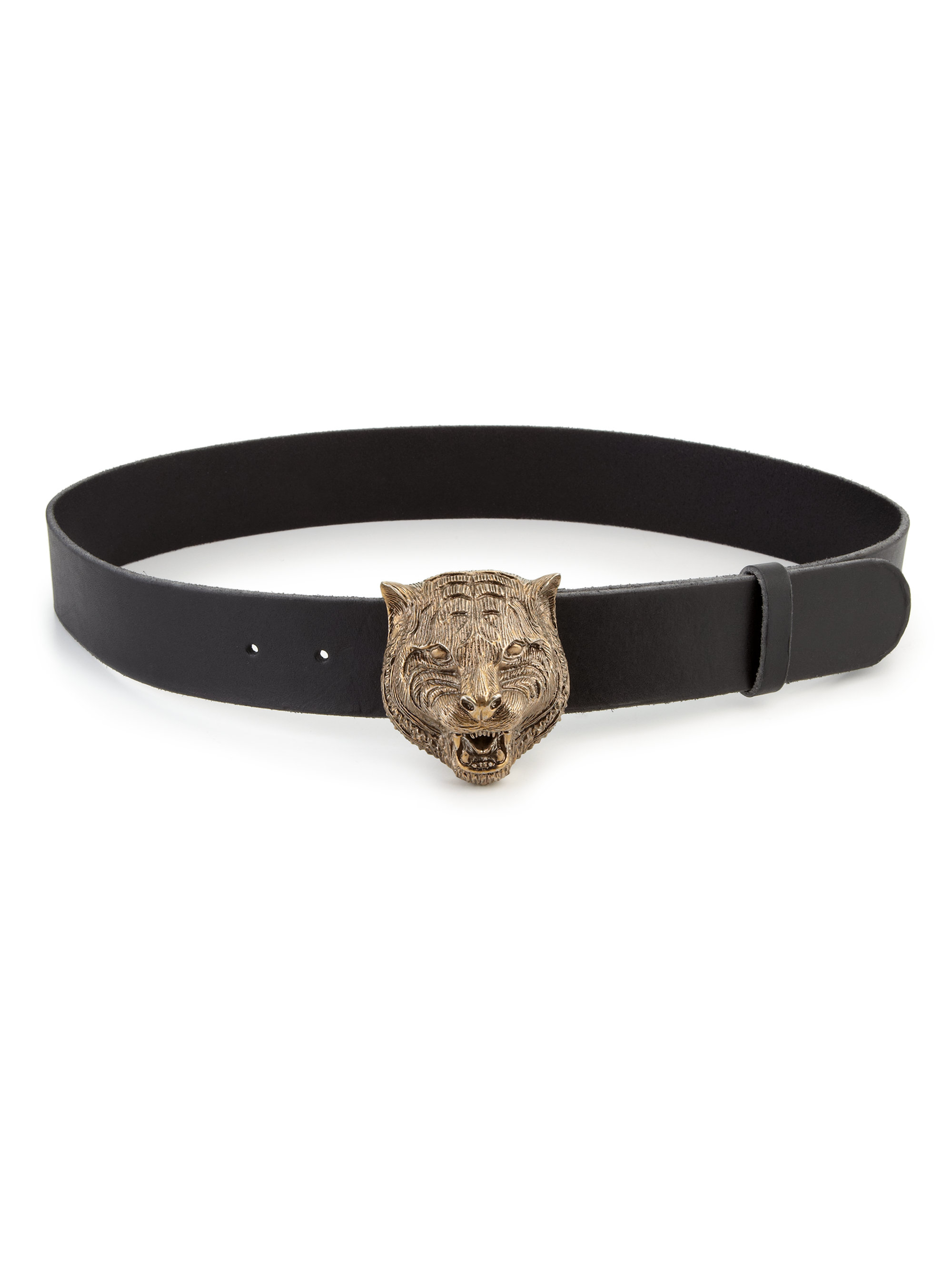 Gucci Tiger Head Leather Belt in Black | Lyst
