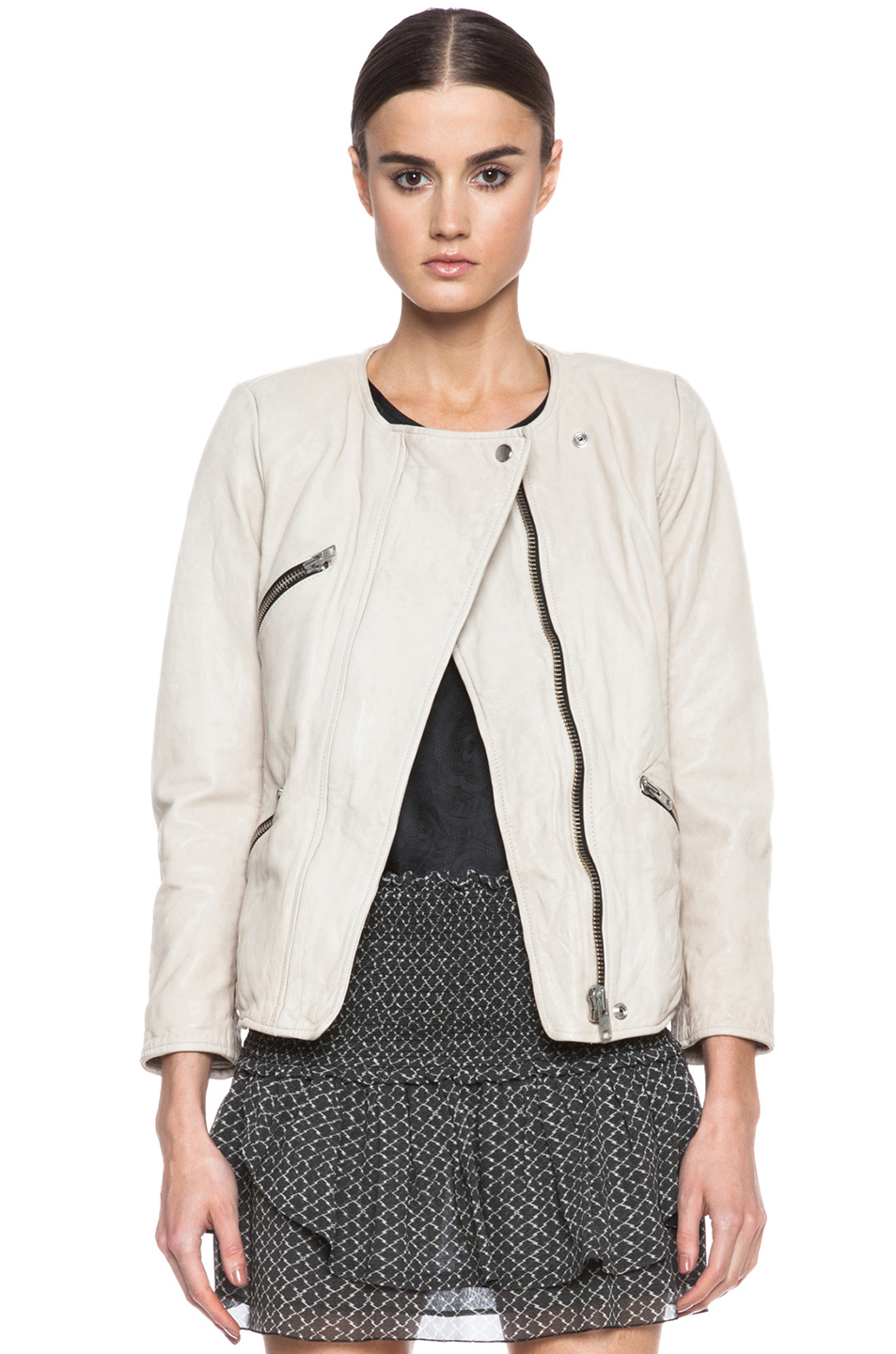 Étoile Isabel Marant White Bradi Washed Leather Jacket