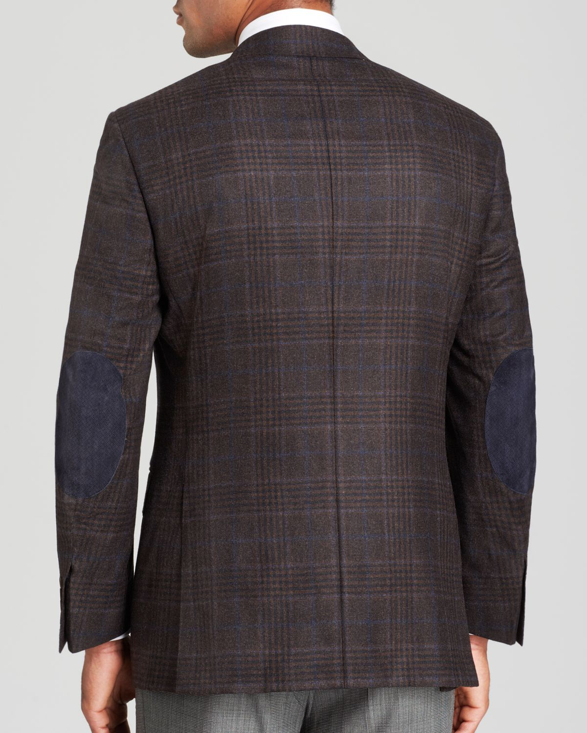 Navy Blue Year-round Suit Jacket With Elbow Patches