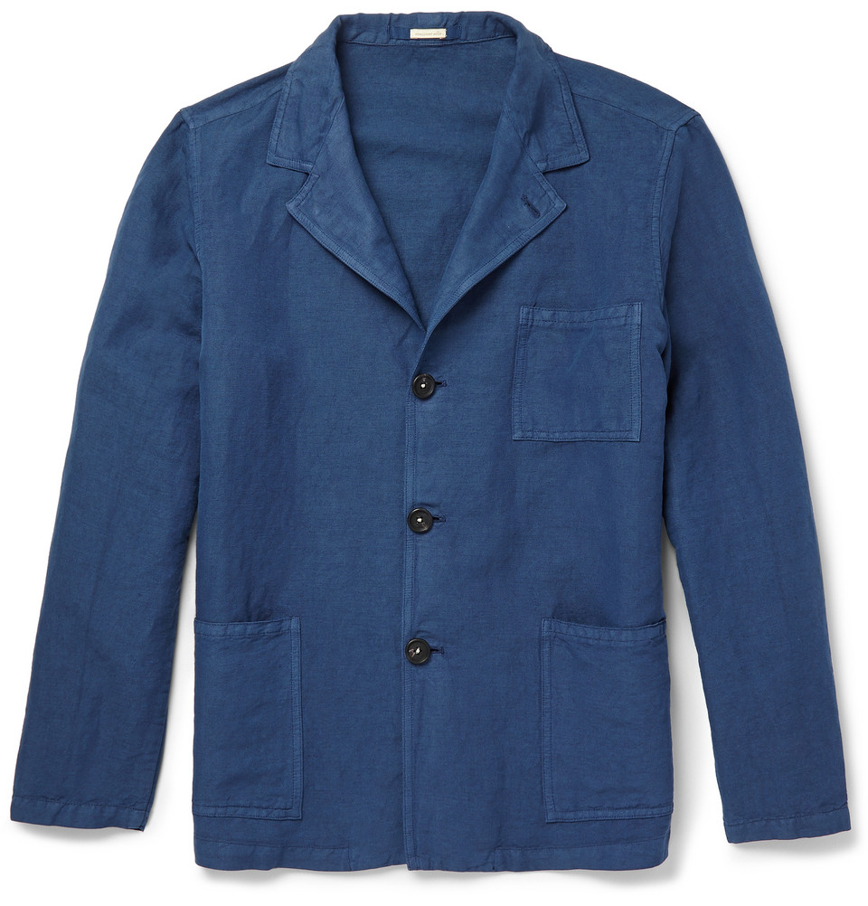 Massimo alba Unstructured Linen And Cotton-Blend Jacket in Blue for Men ...