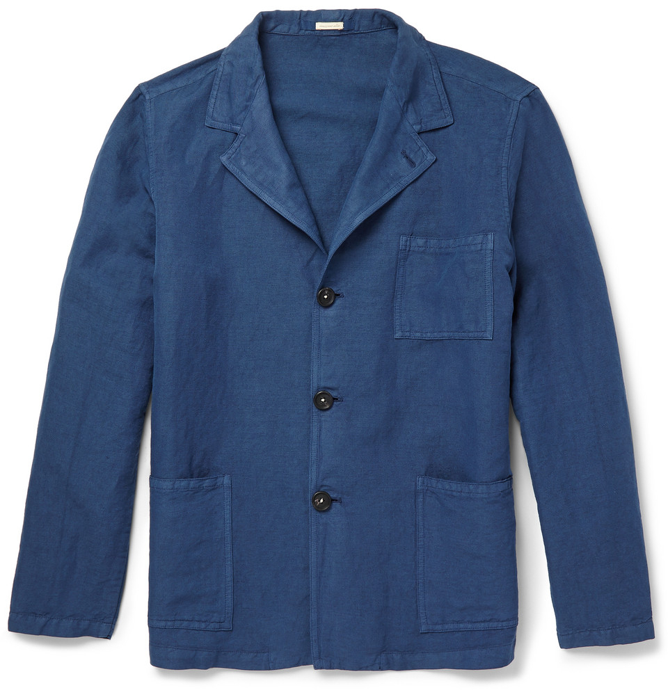 Massimo alba Unstructured Linen And CottonBlend Jacket in Blue for Men