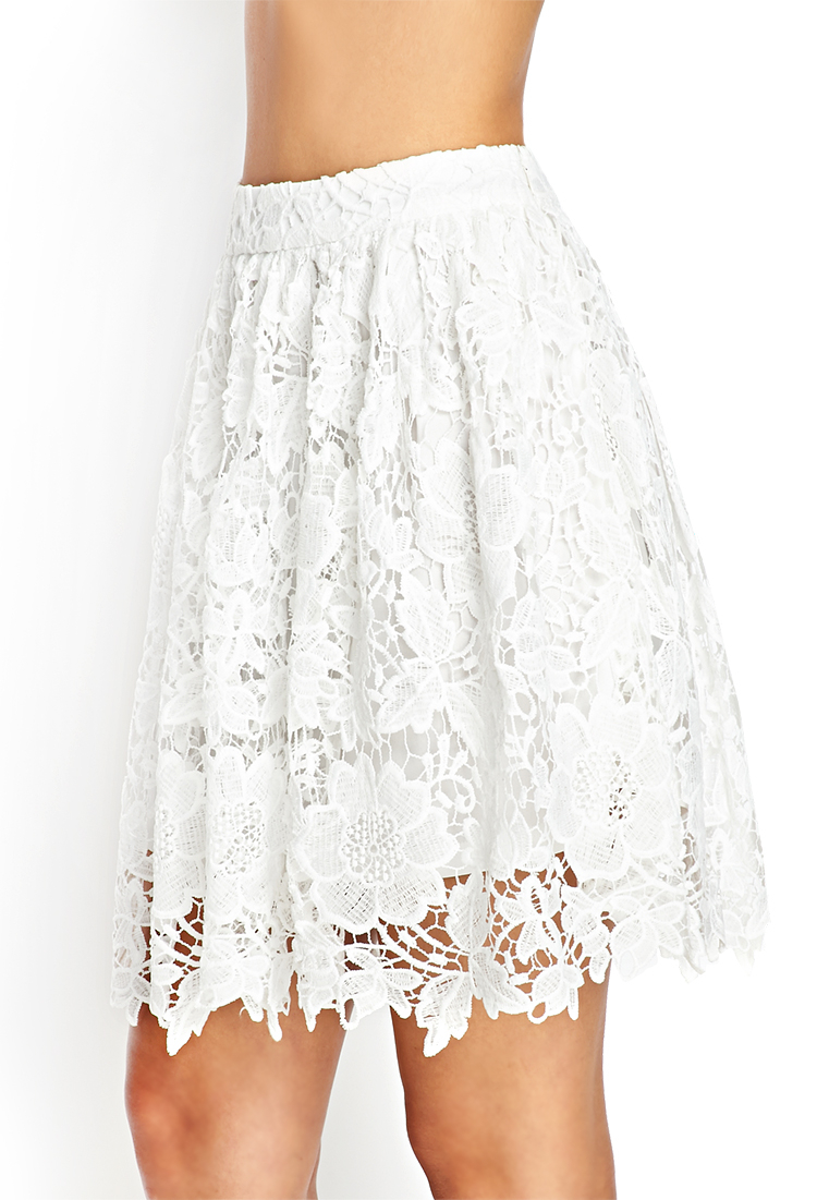Lyst - Forever 21 Crochet Lace A-Line Skirt in White
