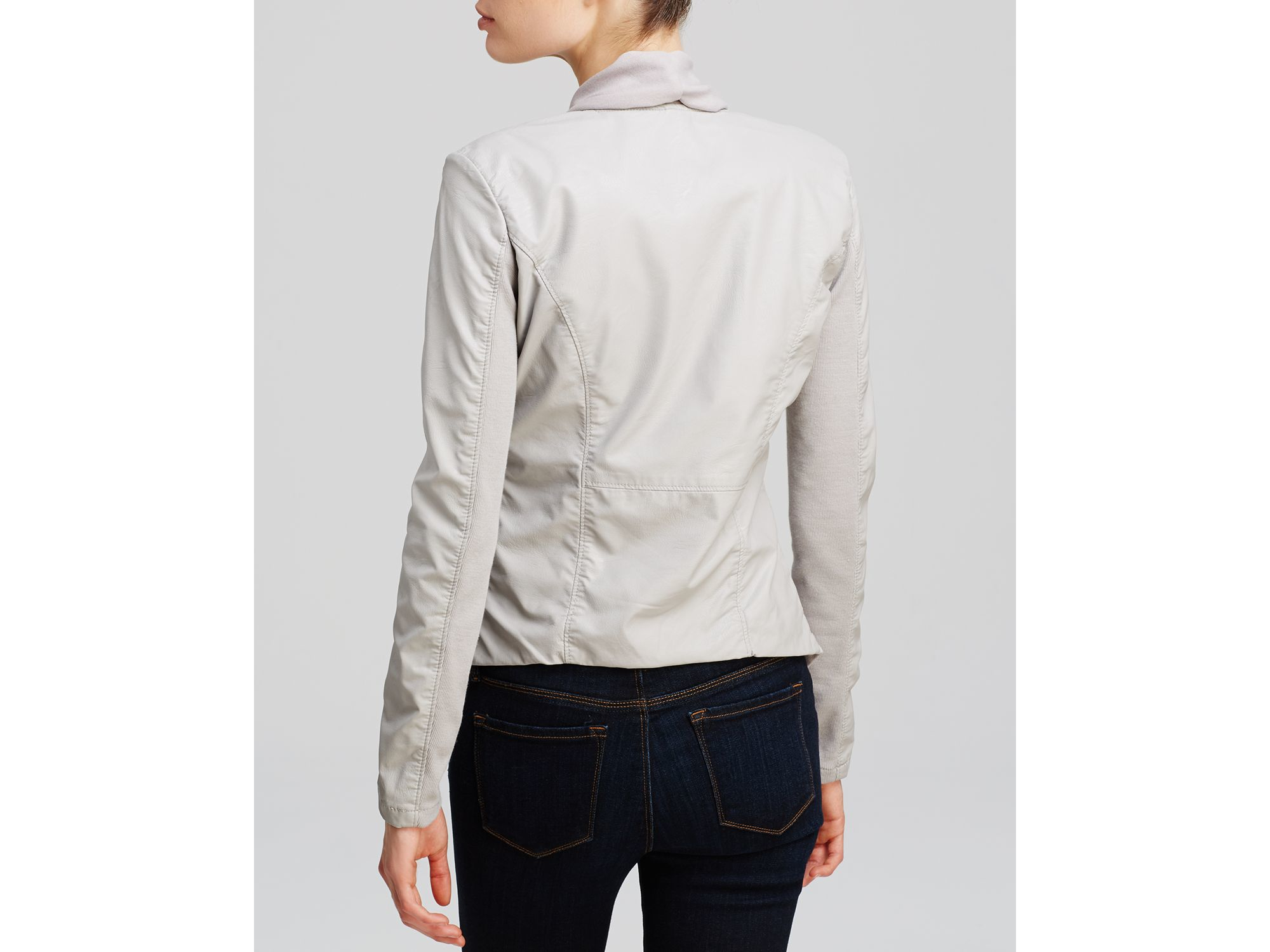 Blank White Jacket Faux Leather Asymmetric Zip