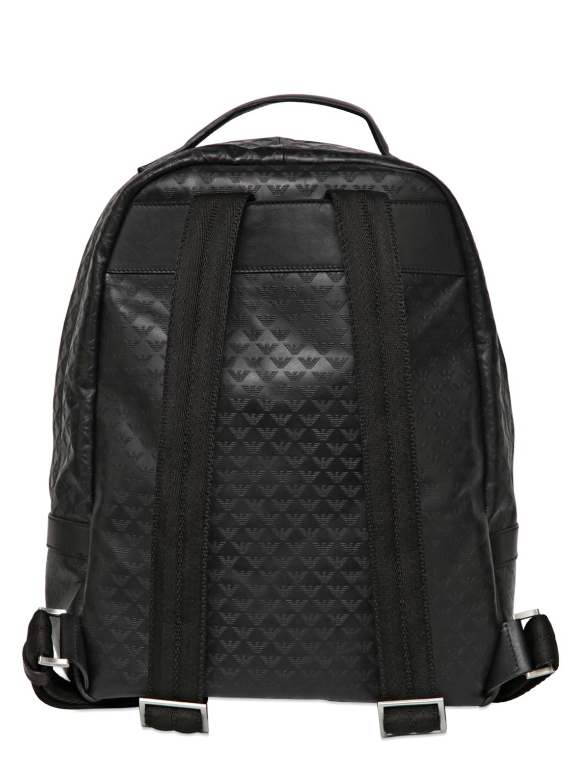 Lyst - Emporio Armani Printed Logo Leather Backpack in