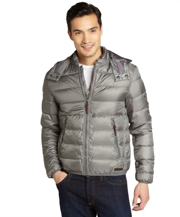 Lyst - Burberry Metal Grey Down Filled Hooded Puffer Coat in Gray for Men