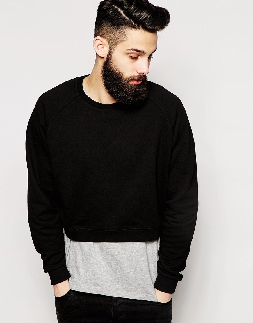 ASOS Oversized Cropped Sweatshirt in Black for Men | Lyst