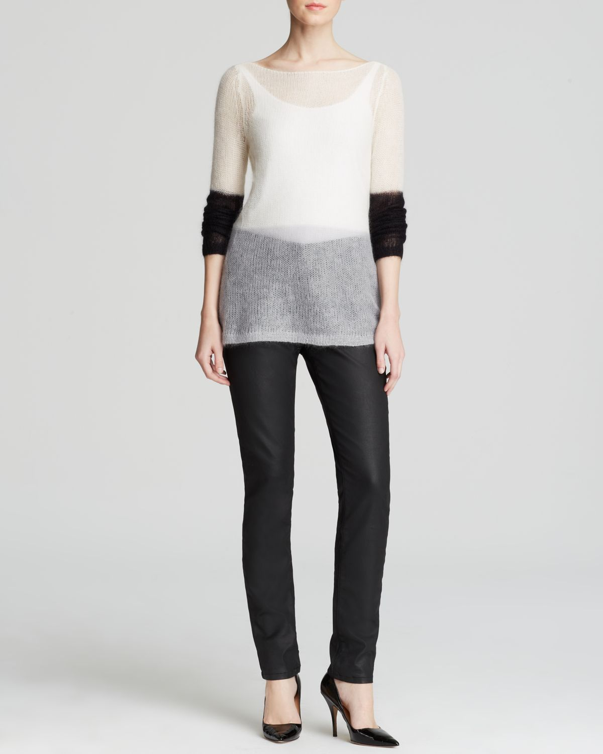 eileen fisher black and white sweater