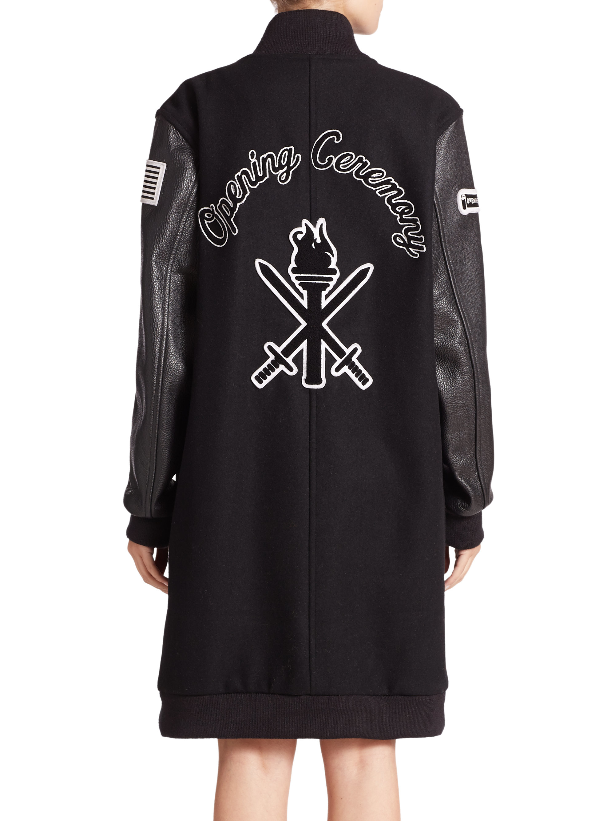 navy varsity bomber jacket