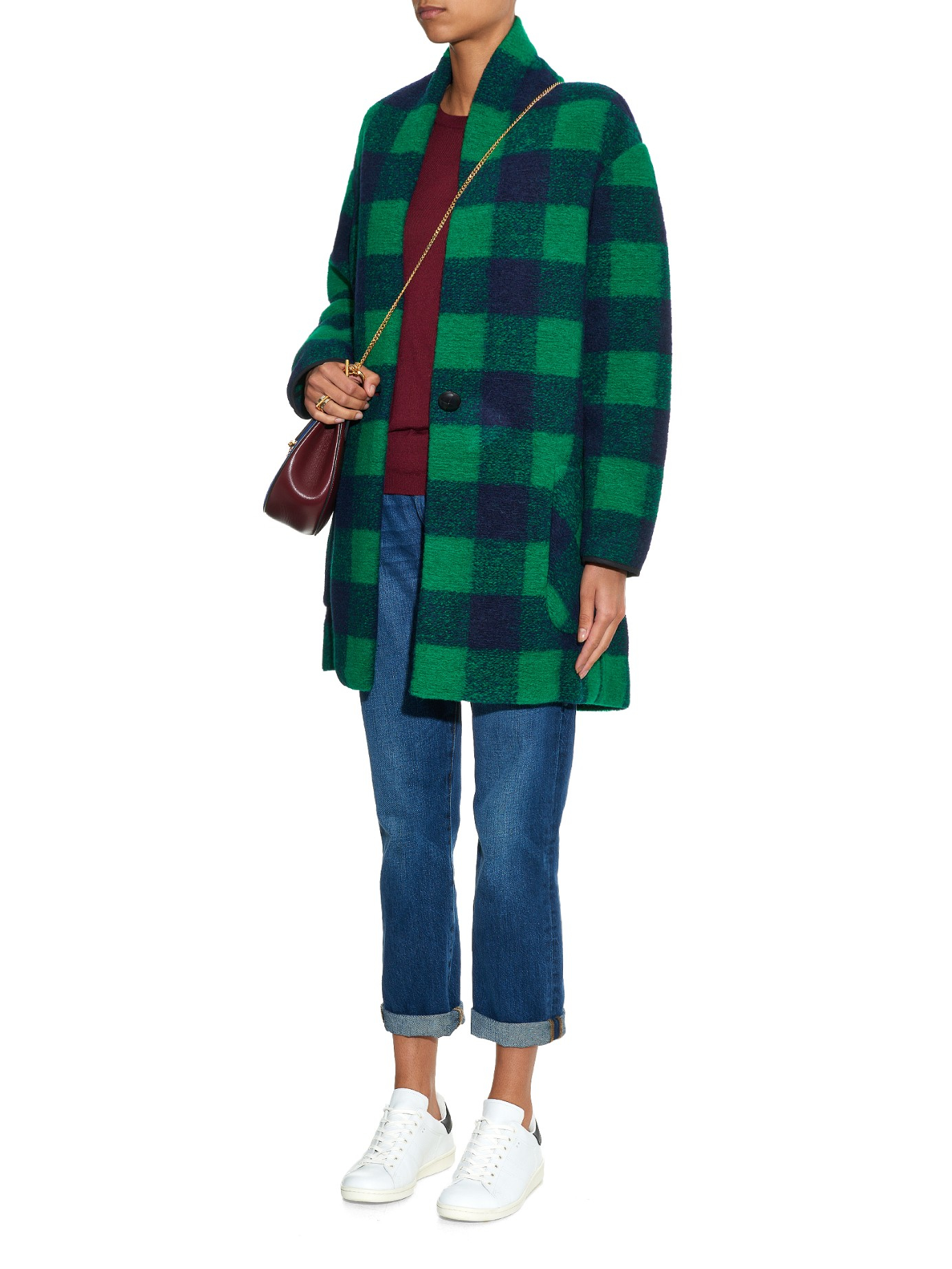 Ødelægge lort Bære Étoile Isabel Marant Gabrie Checked Wool-blend Coat in Green | Lyst