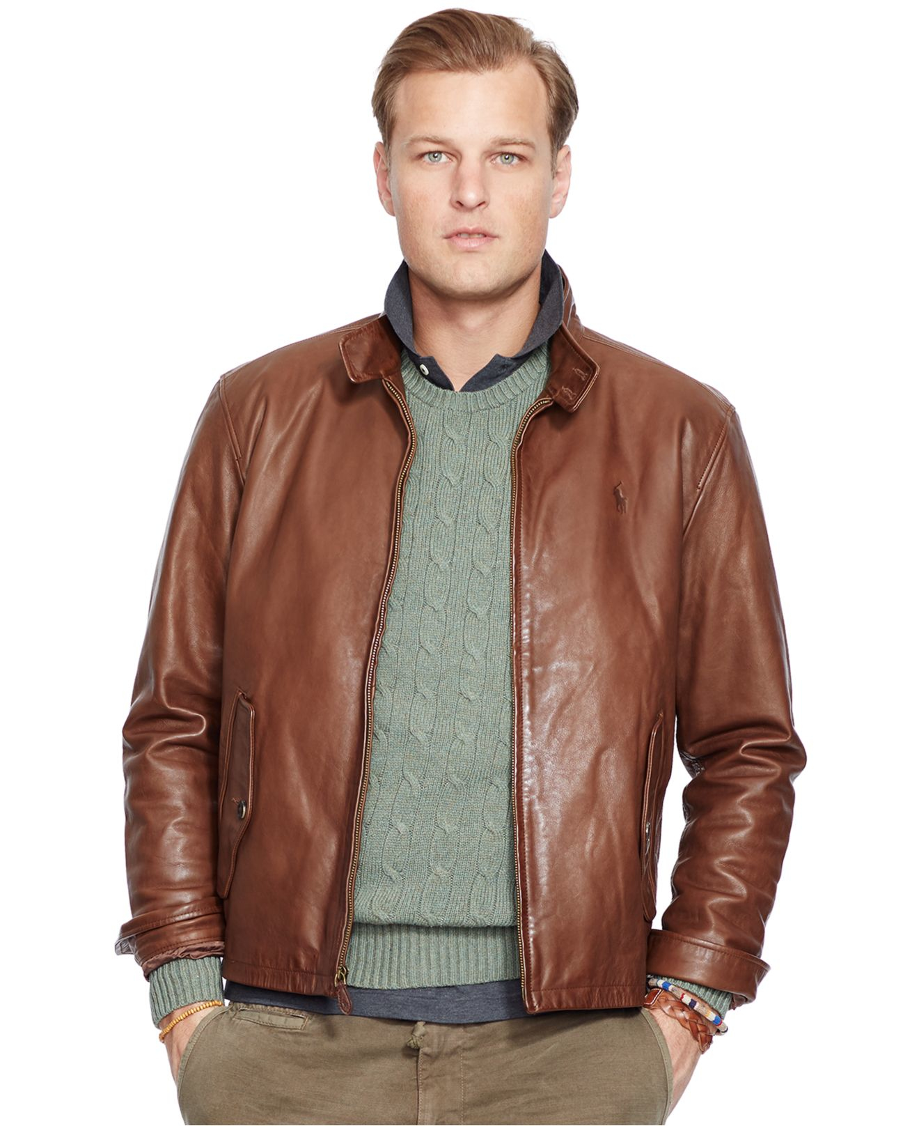 Lyst - Polo Ralph Lauren Big And Tall Leather Barracuda Jacket in Brown ...