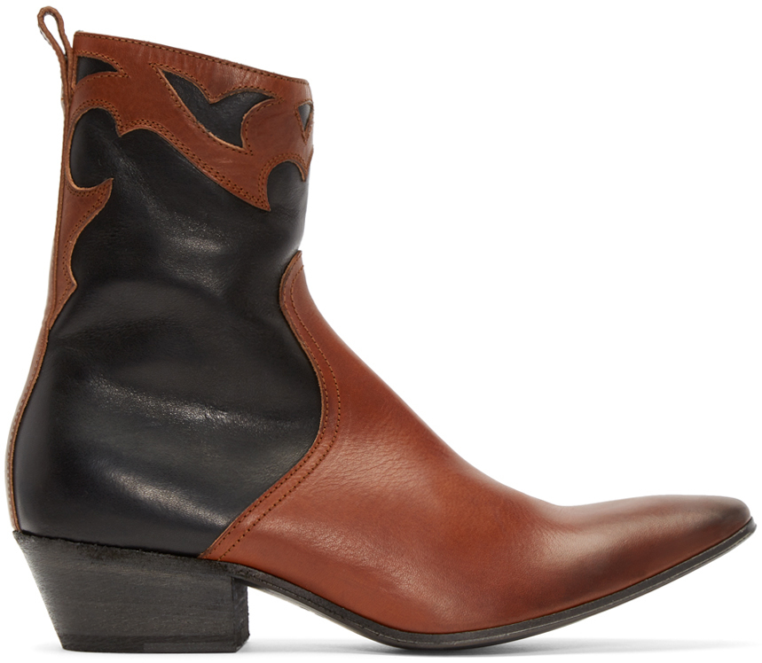 Haider Ackermann Black & Brown Western Boots for Men | Lyst