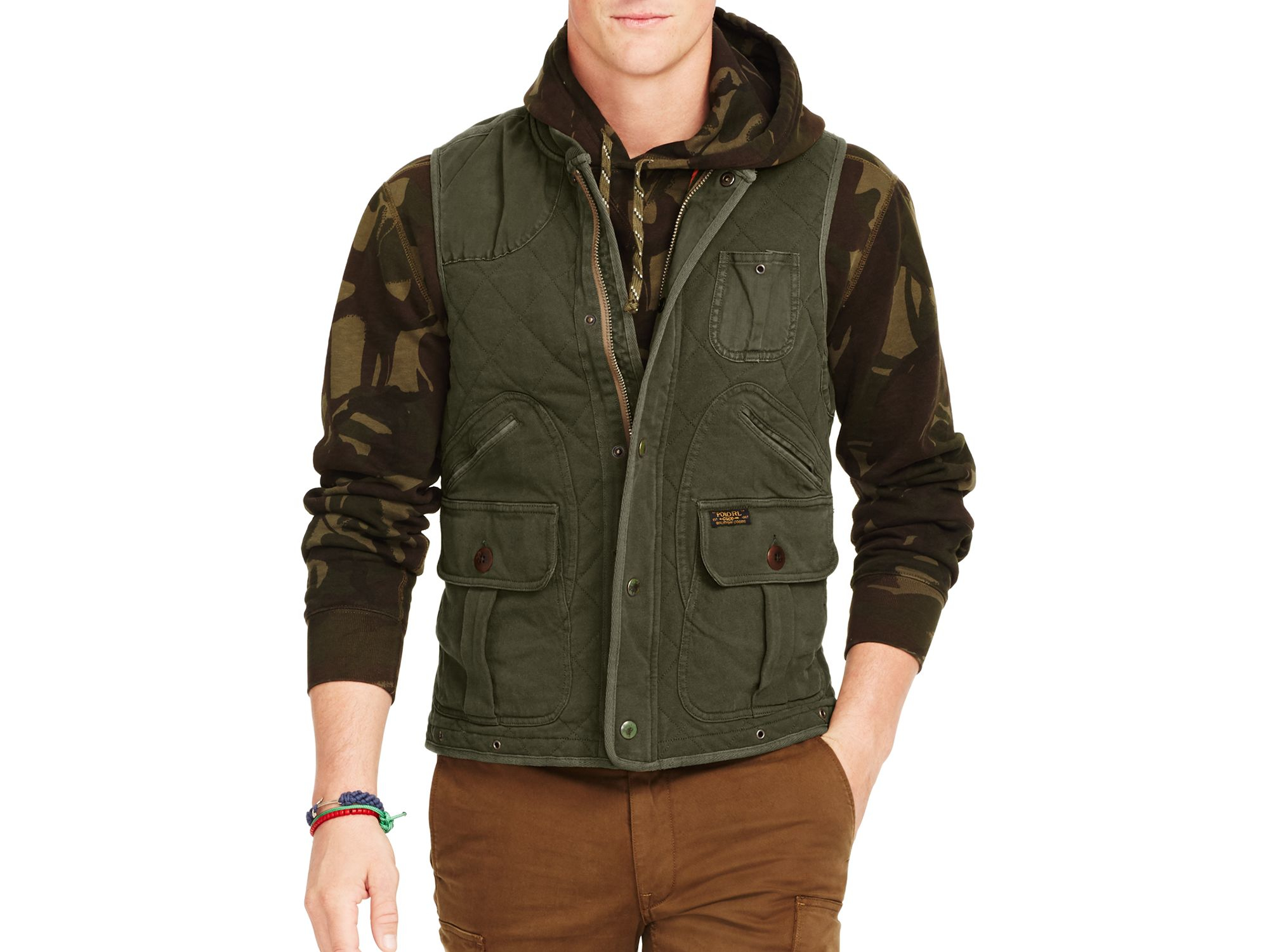 Ralph Lauren Polo Quilted Utility Vest in Green for | Lyst