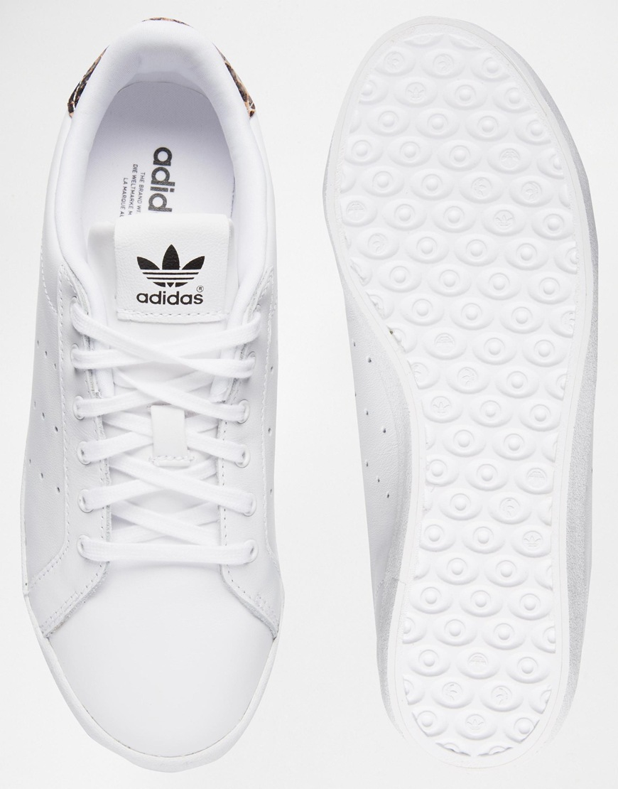 But Recount Specialty adidas Originals White Miss Stan With Leopard Print Back Sneakers | Lyst