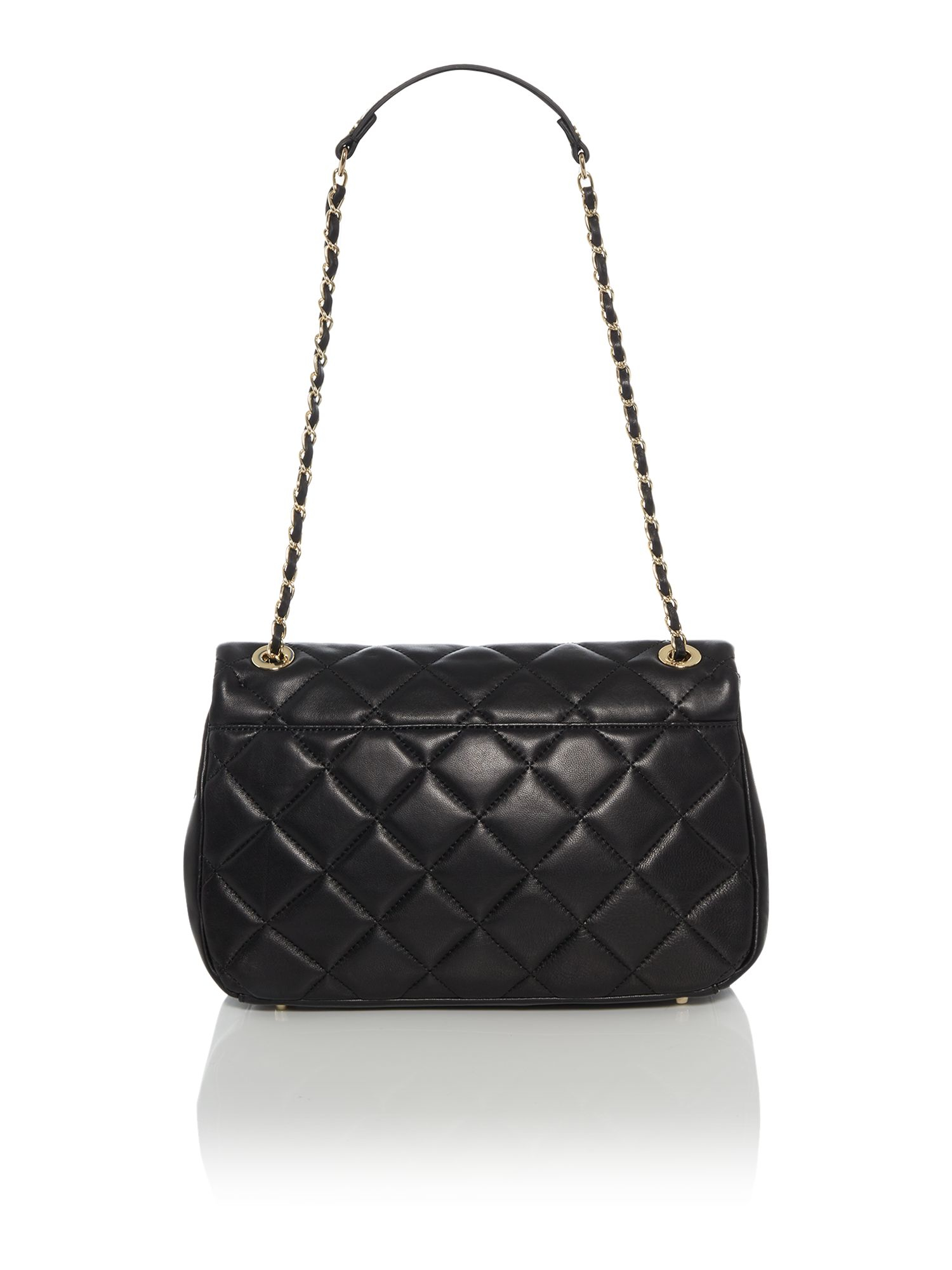 Dkny Quilted Black Large Flap Over Shoulder Bag in Black | Lyst