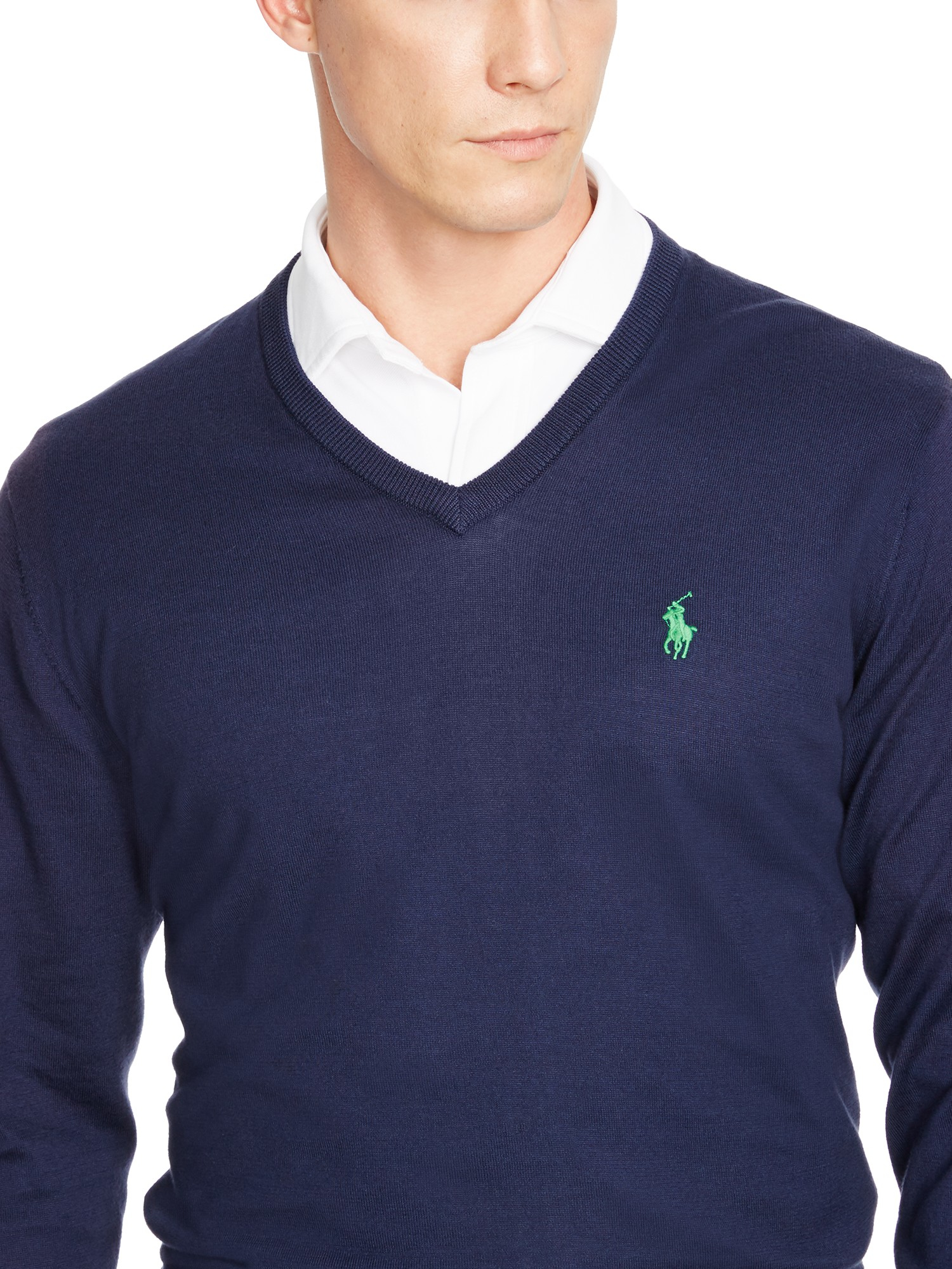 ralph lauren black v neck jumper