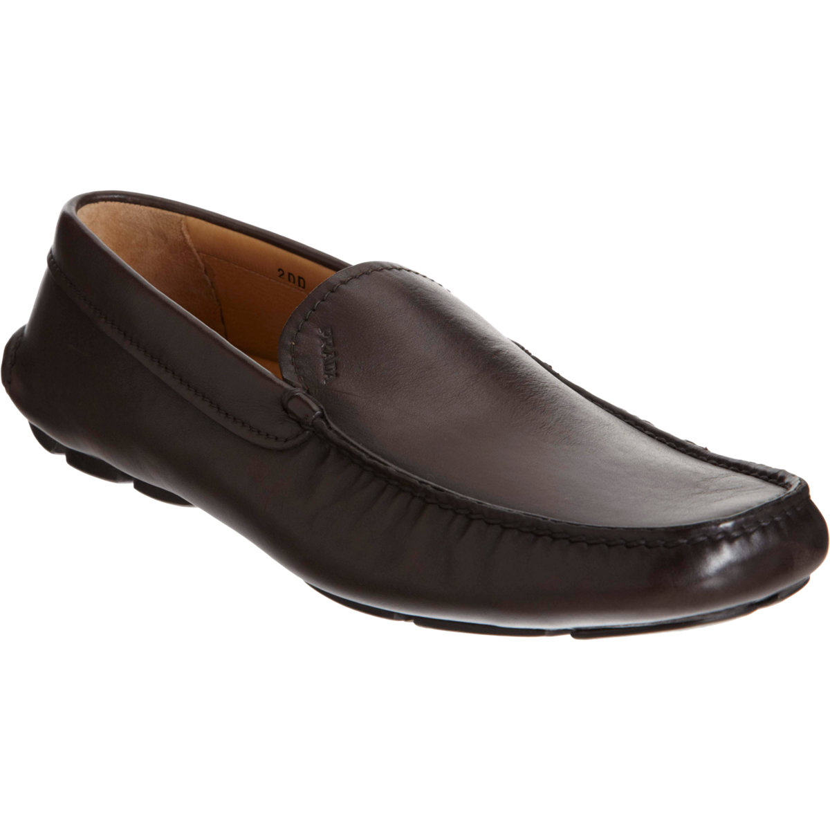 prada brown leather loafers