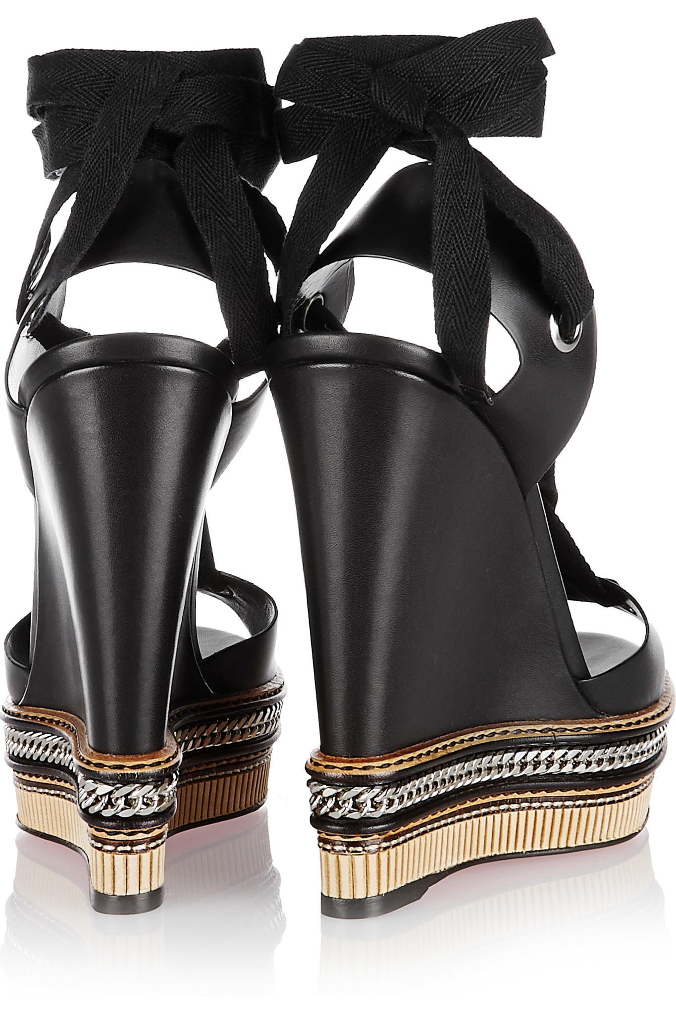 Christian Louboutin Tribuli 140 Chaintrimmed Leather Wedge Sandals in