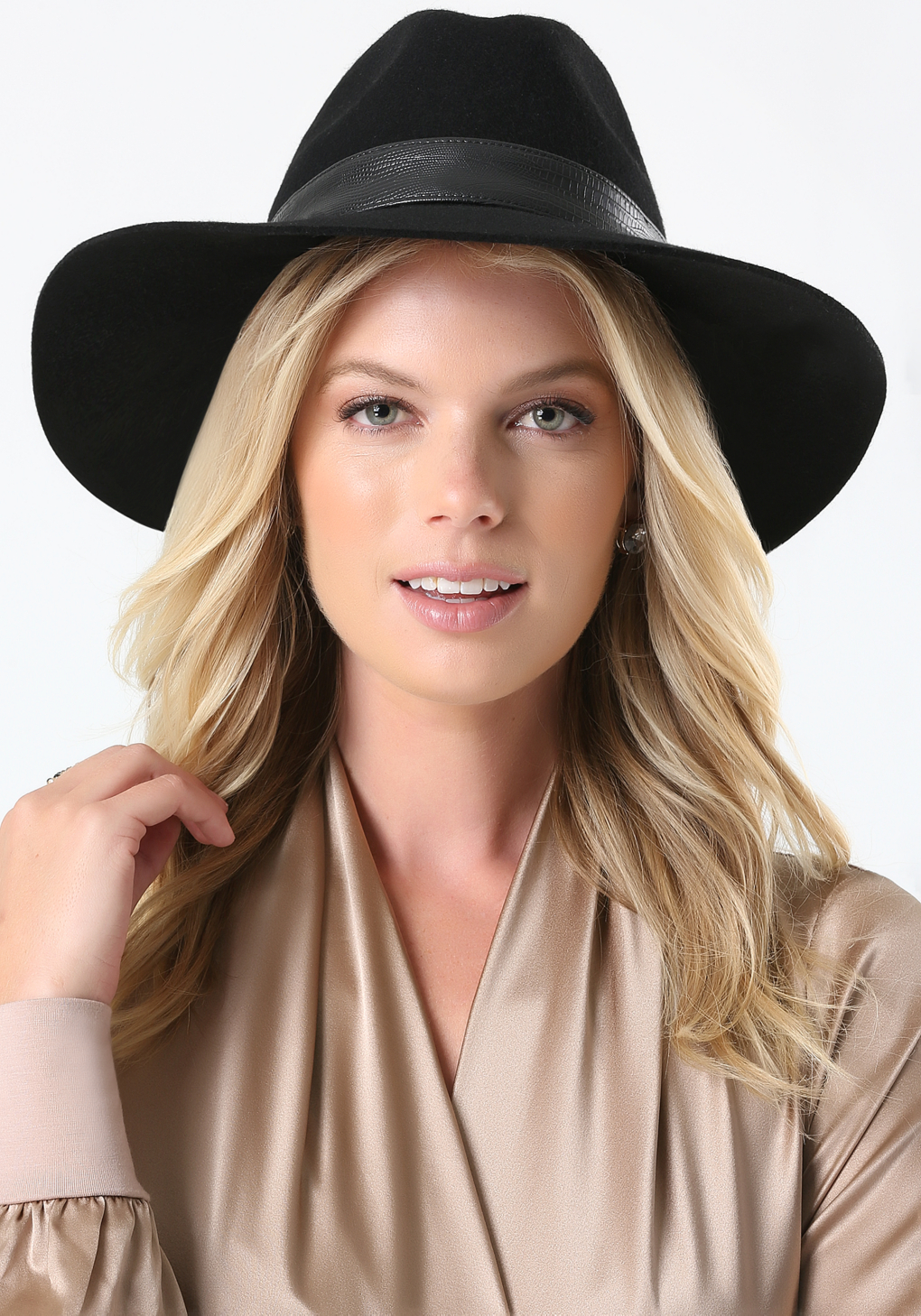 Bebe Exotic Trim Panama Hat In Black Lyst