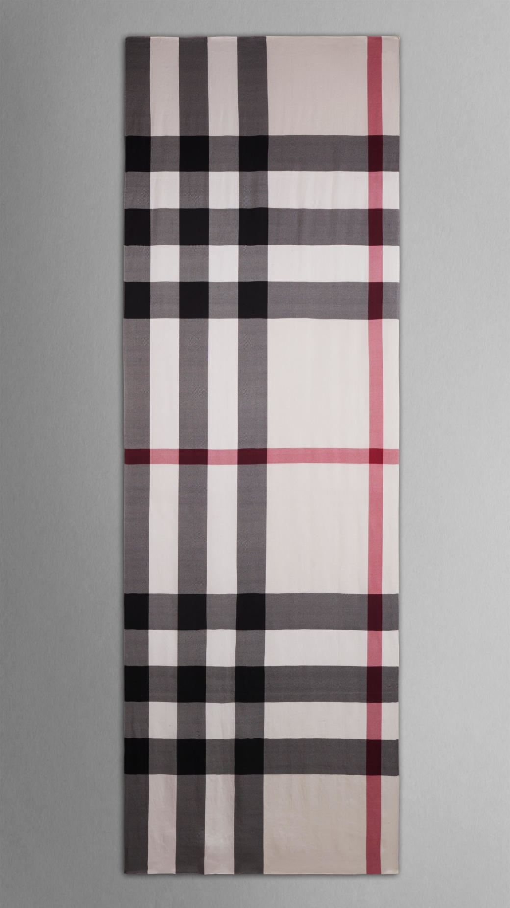 Burberry Check Silk Satin Scarf in Gray - Lyst