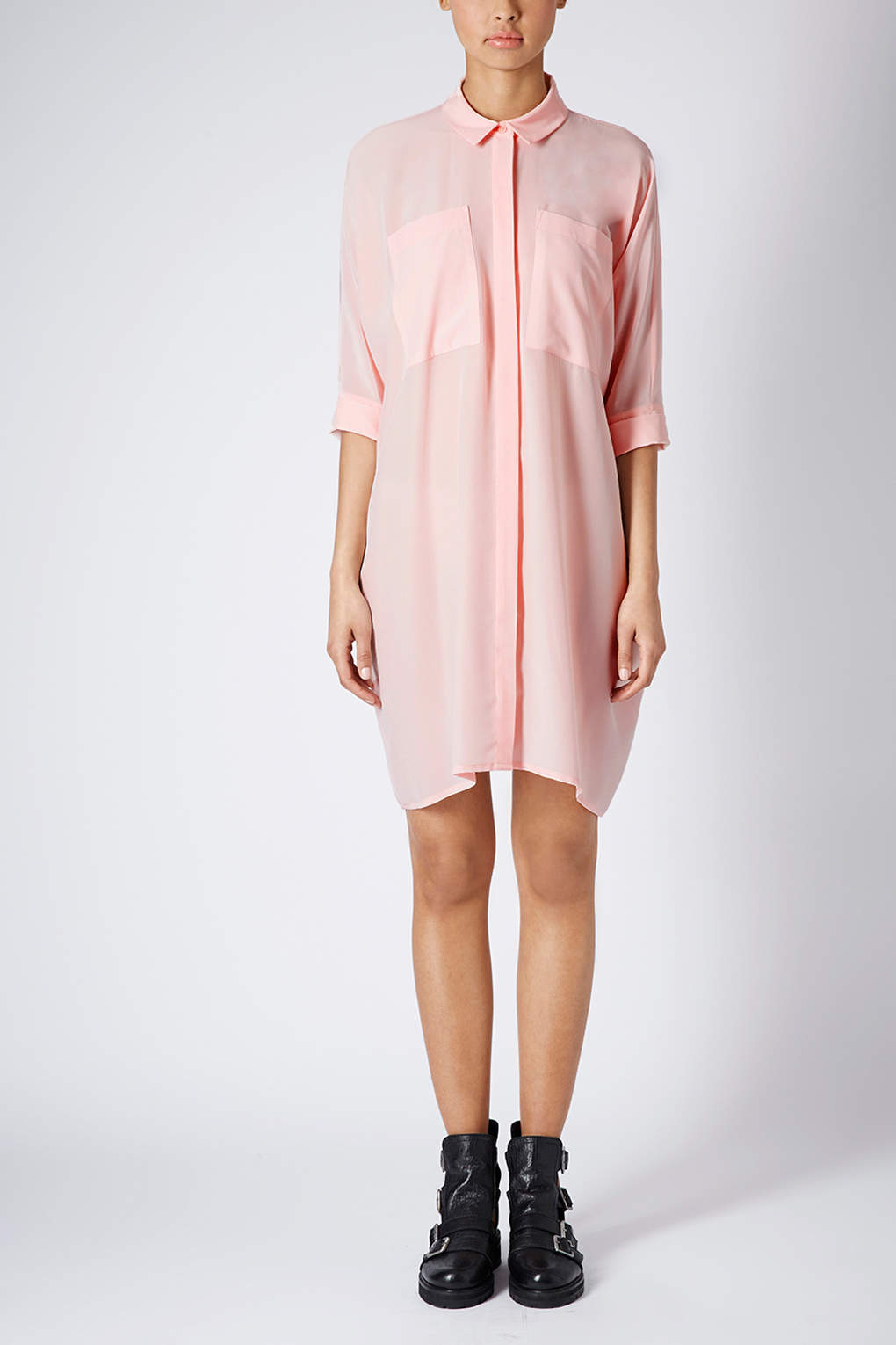 topshop pink shirt dress