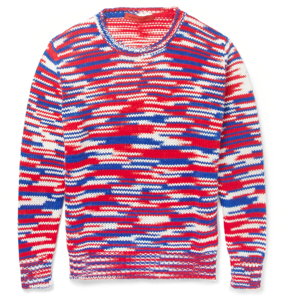 Raf Simons Sterling Ruby Striped Crew Neck Sweater in Red for Men - Lyst