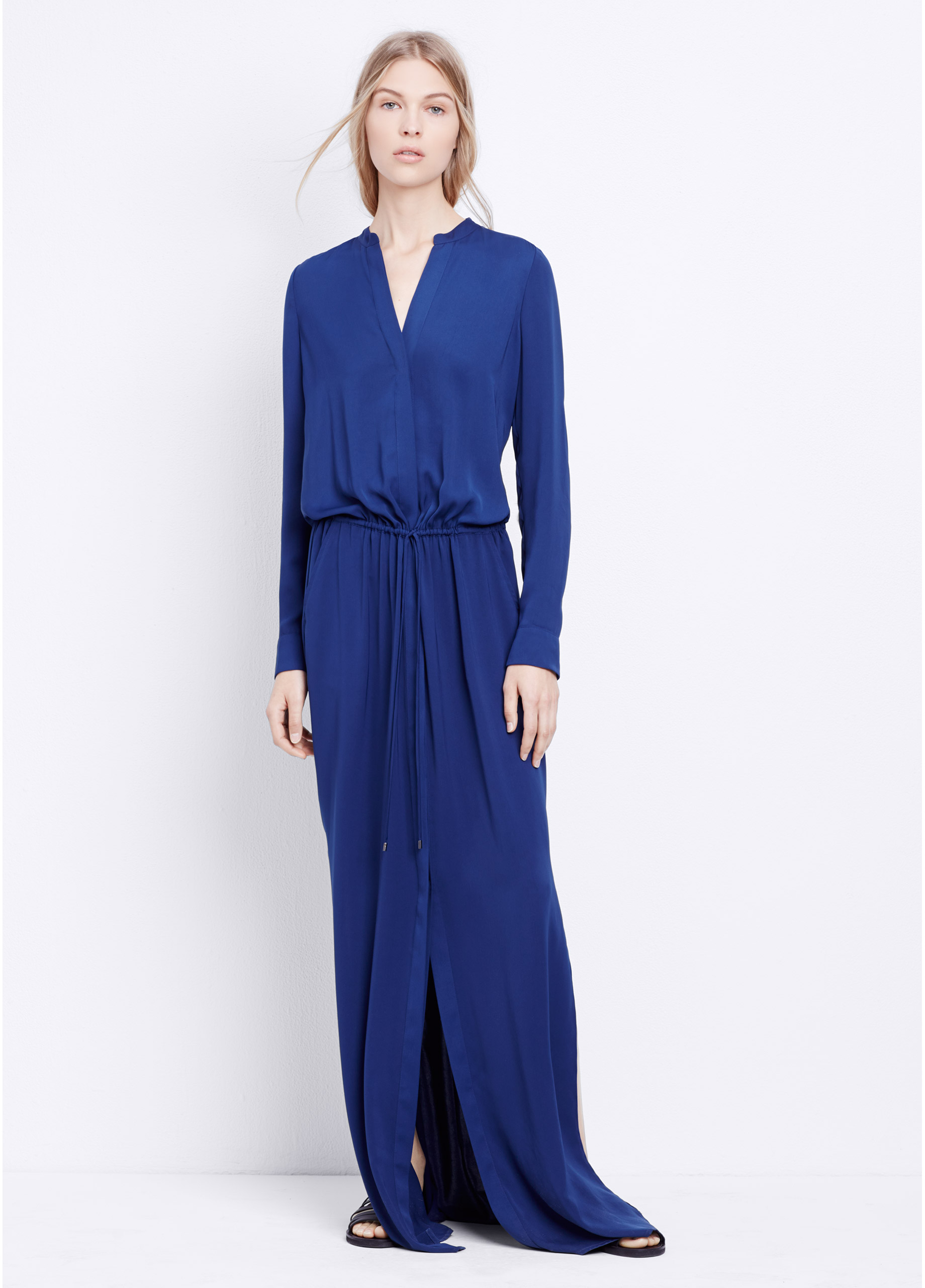 blue maxi shirt dress