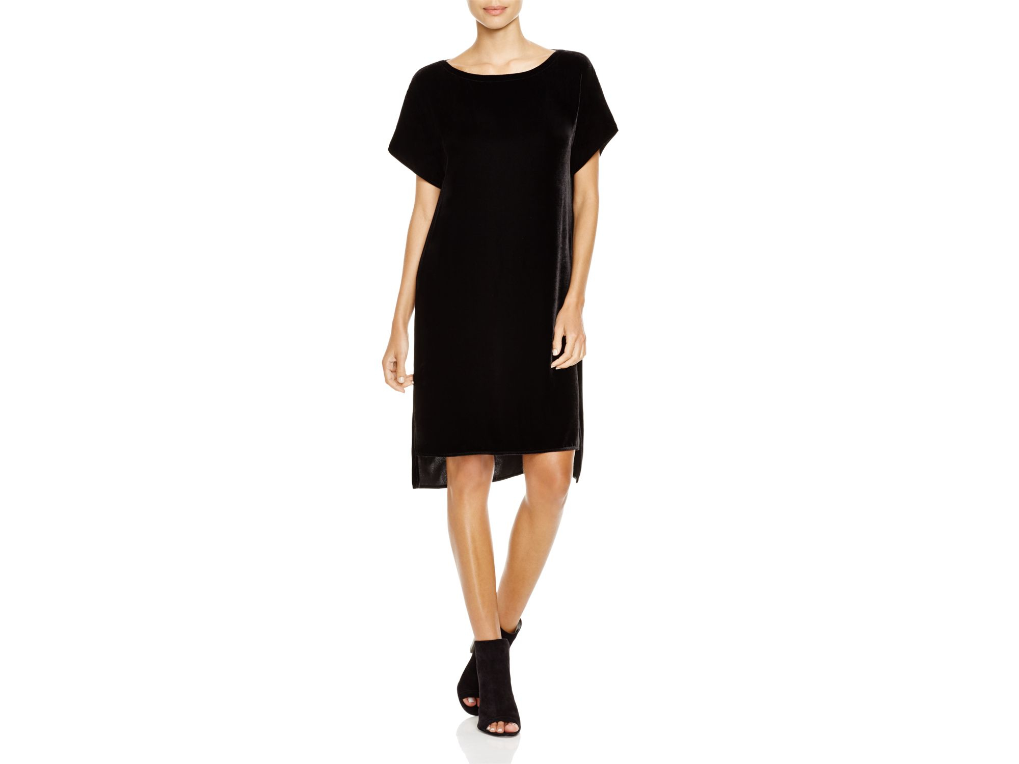 eileen fisher black velvet dress