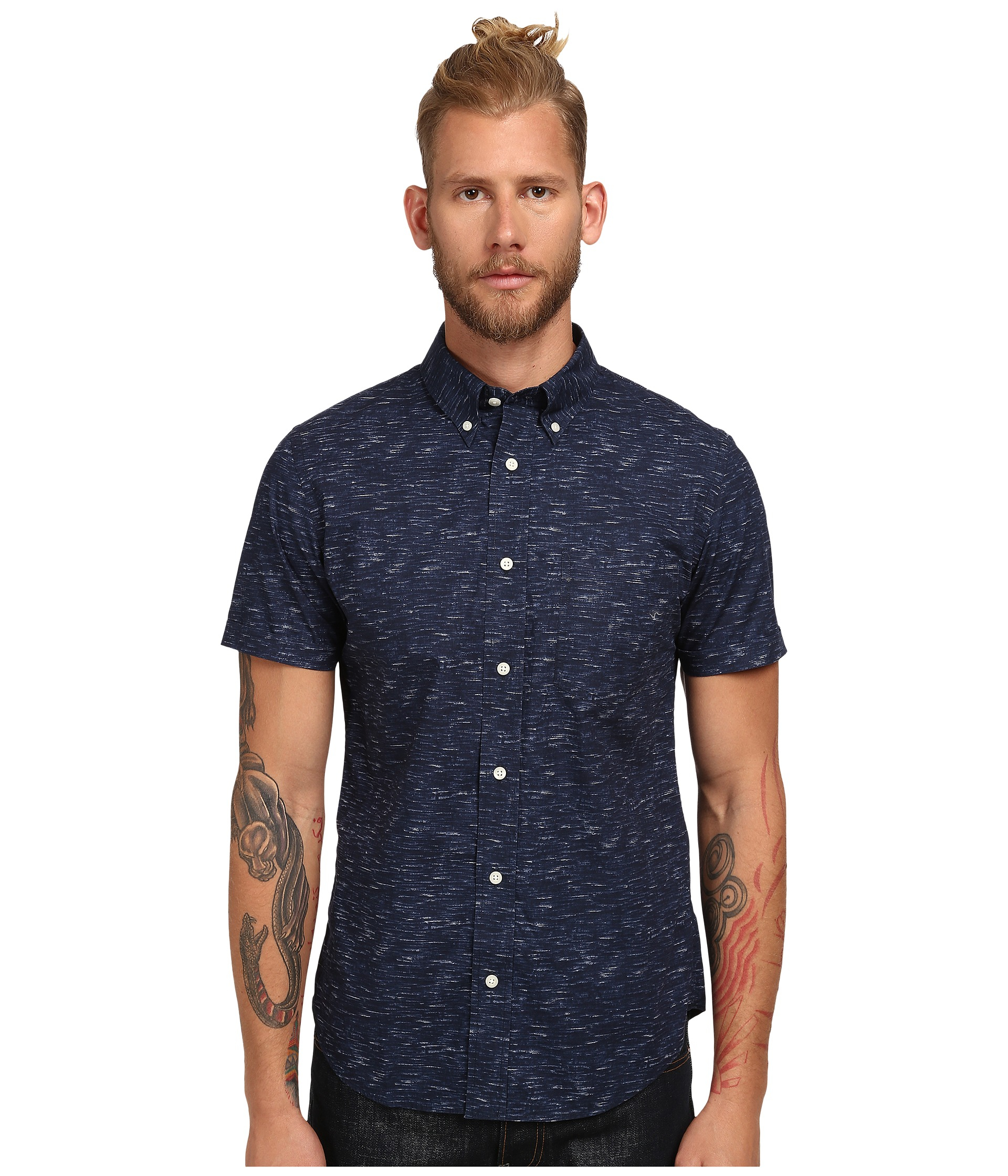 Lyst Jack spade Marine Print Short Sleeve Shirt in Blue for Men