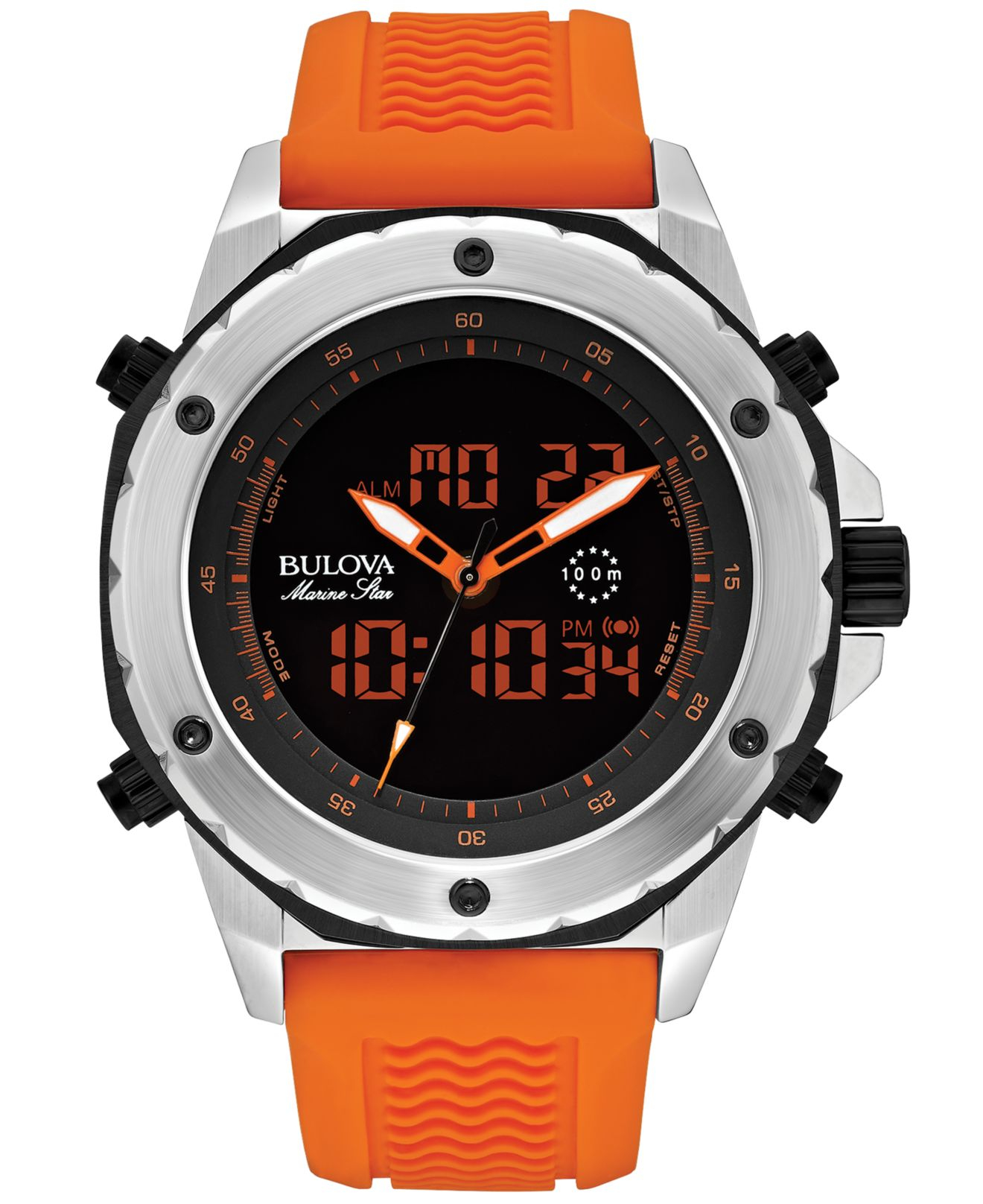 Bulova Men's Analog-digital Chronograph Marine Star Orange 