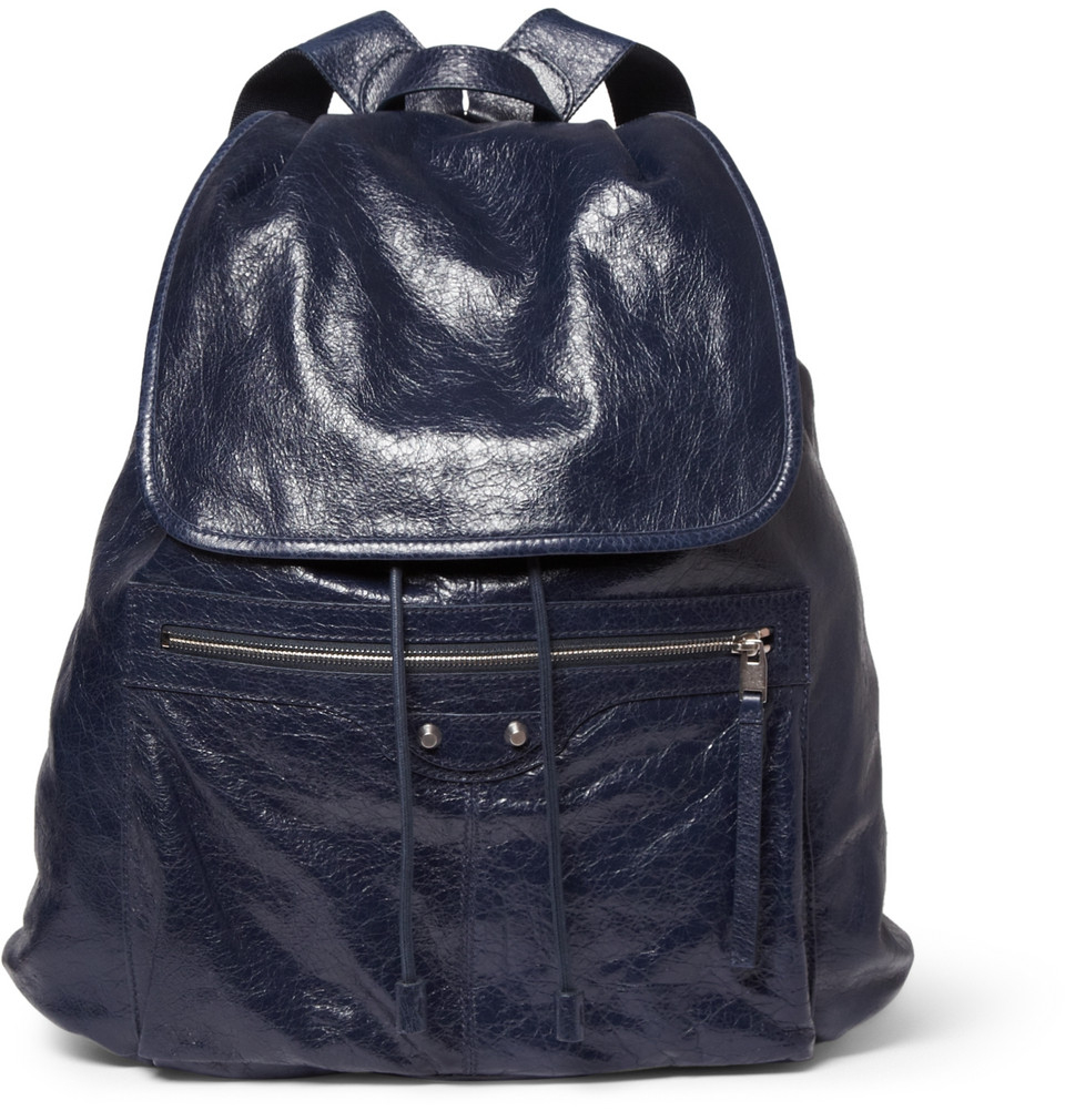 Lyst Balenciaga CreasedLeather Backpack in Blue for Men