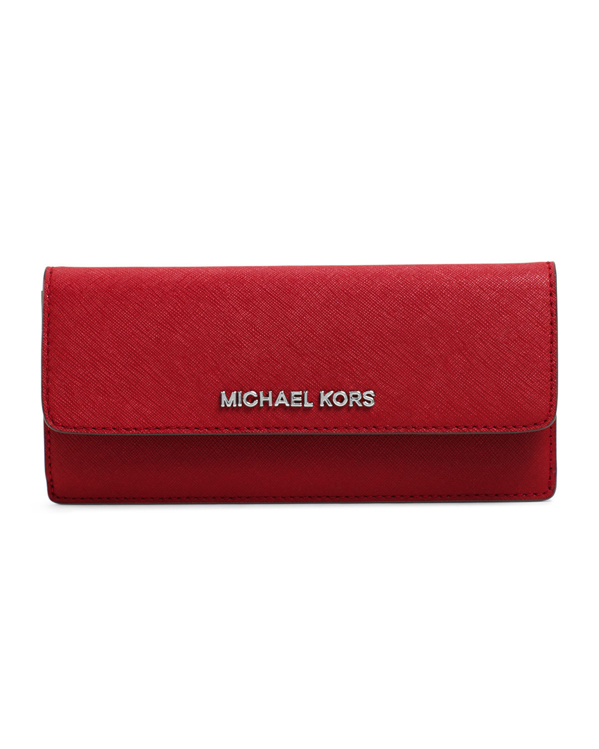 Michael Kors Michael Large Jet Set Travel Slim Wallet in Red | Lyst