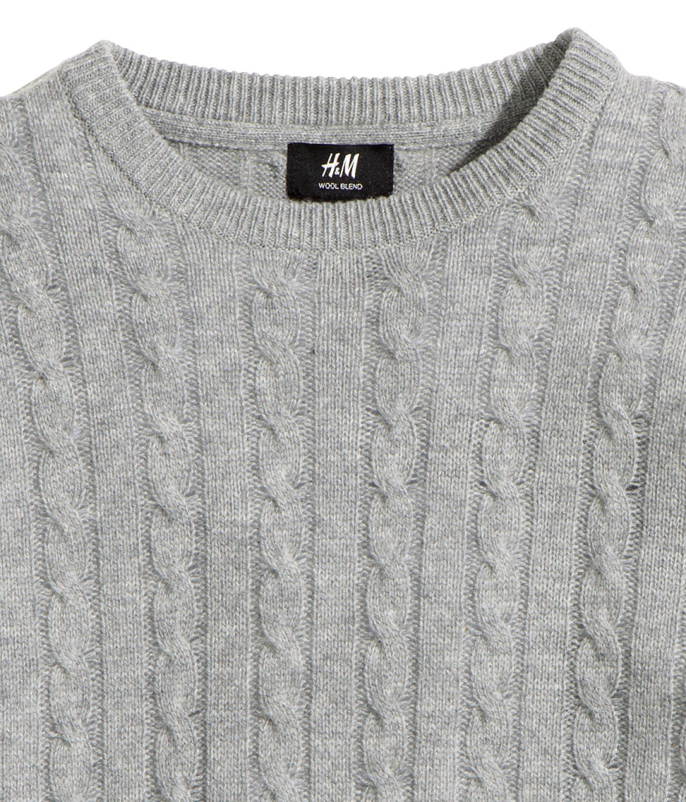 H&M Wool-blend Cable-knit Jumper in Grey for Men | Lyst Canada