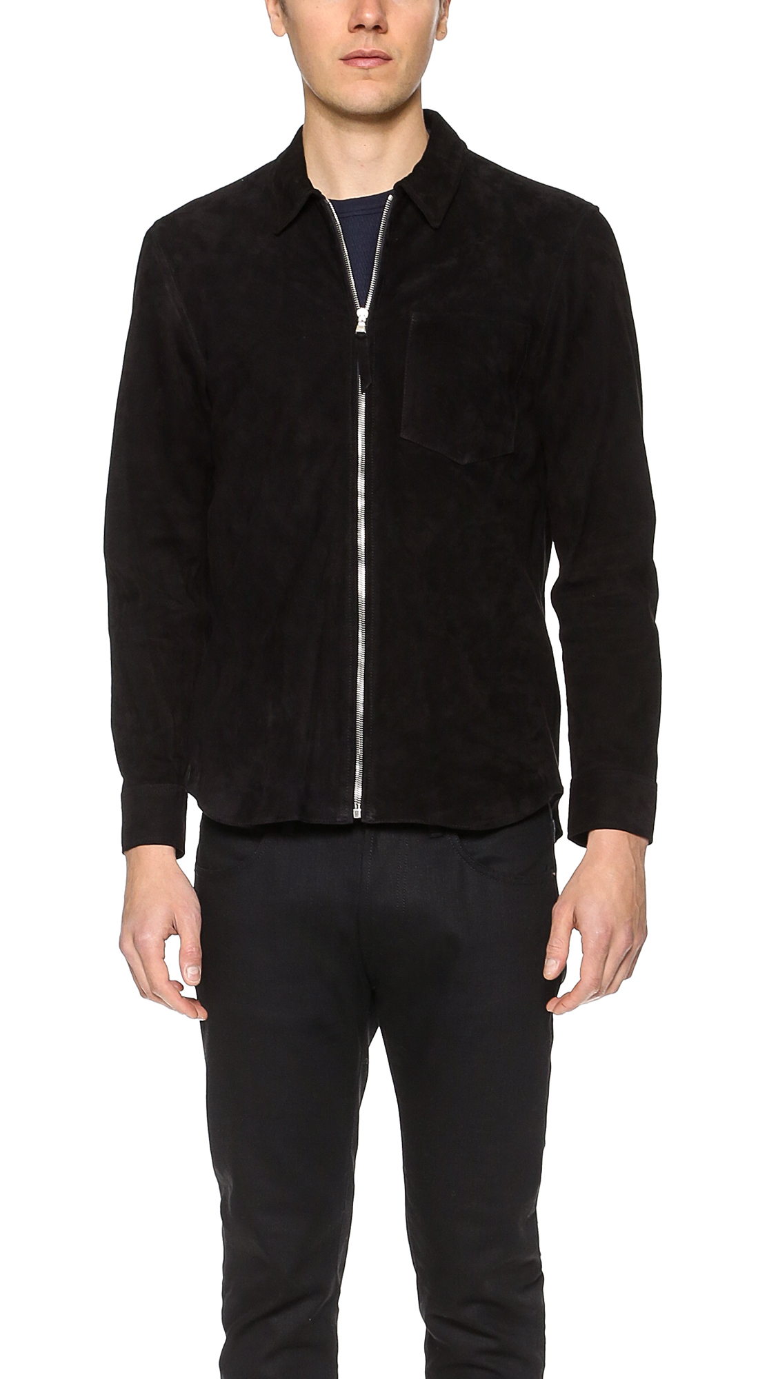 Our Legacy Suede Zip Shirt Jacket in Black for Men - Lyst